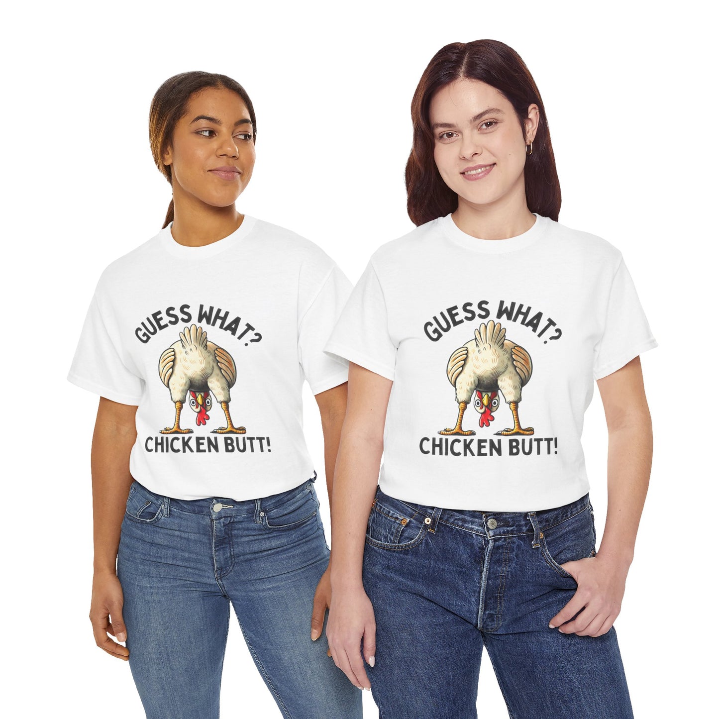 Funny Guess What Chicken Butt Unisex Heavy Cotton Tee Shirt, Humorous Animal Lover Tee, Graphic Tee, Sarcastic Chicken Tee, Chicken Butt
