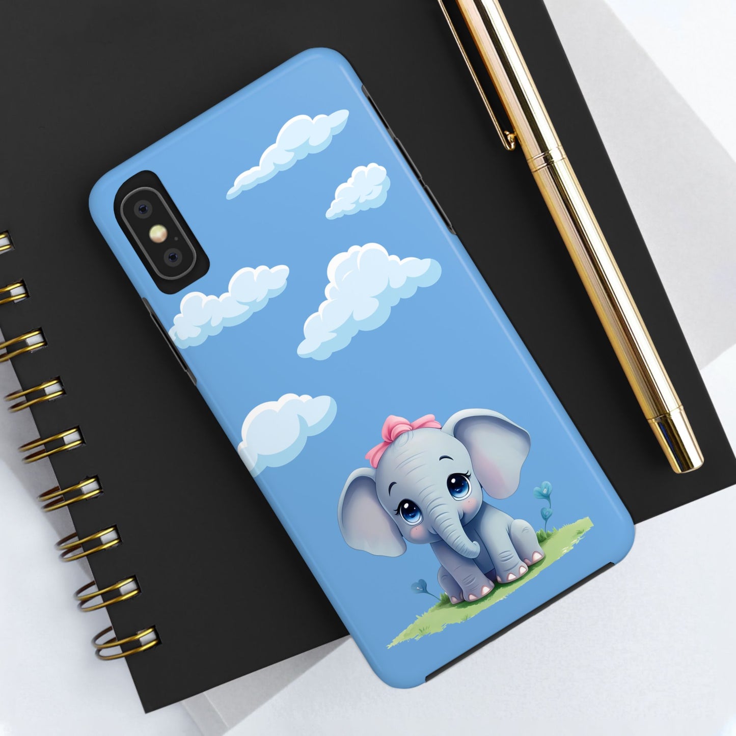 Cartoon Elephant Tough Phone Case - Cute Animal Lover Gift, Protective Cover for