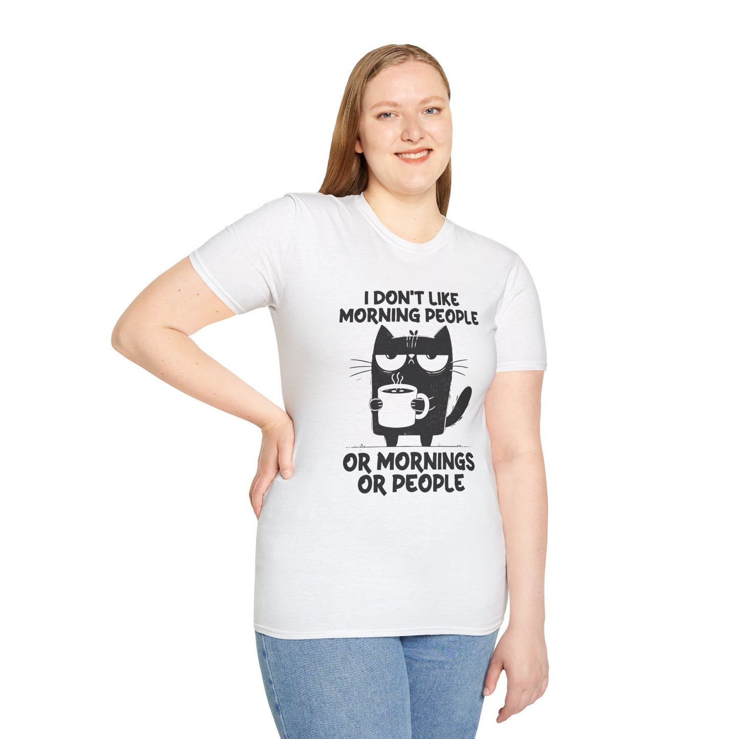 Funny i don't like mornings Unisex Softstyle T-Shirt, Sarcastic Graphic Tee, Lazy Day Shirt, Humorous Quote Top, Comfy Cotton Tee