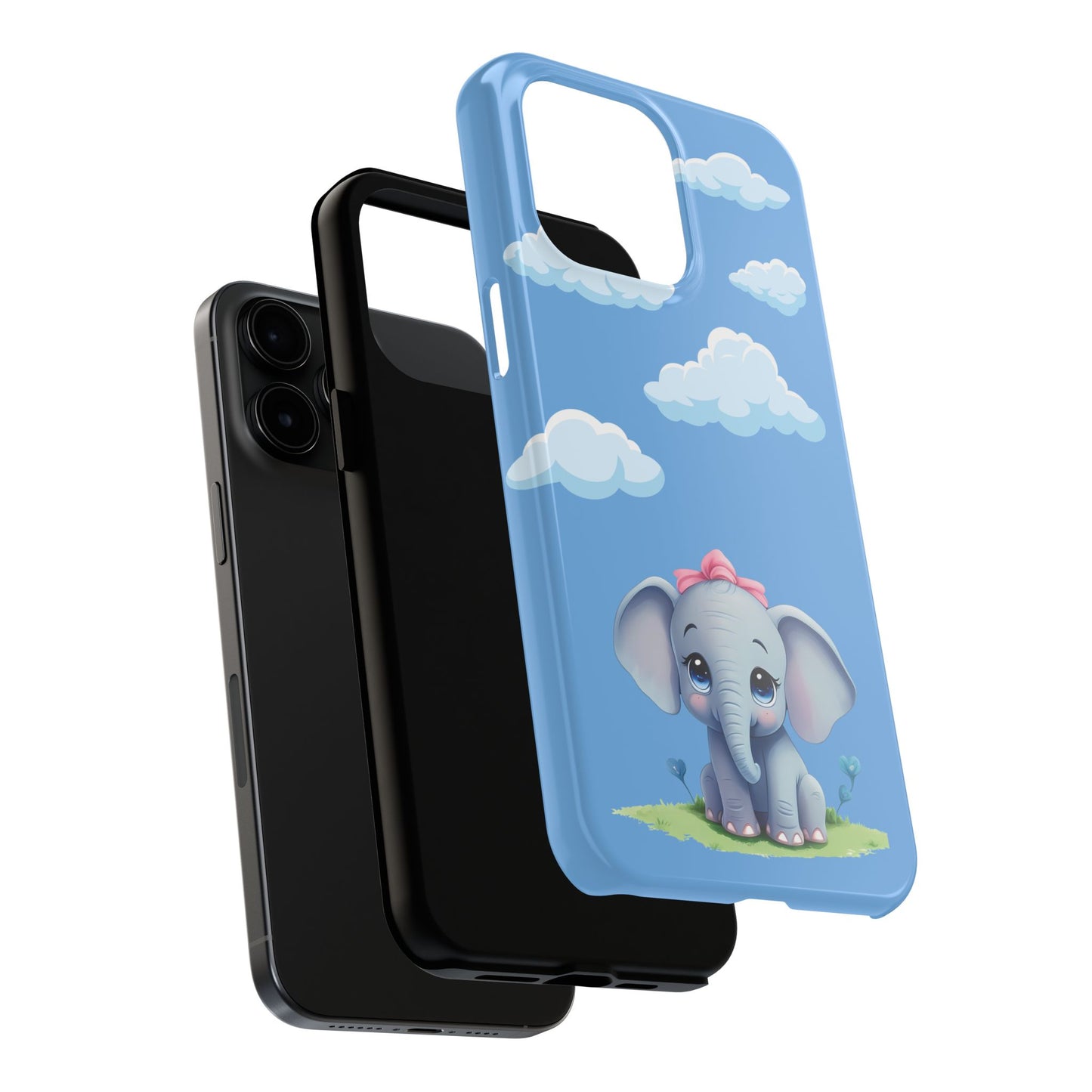 Cartoon Elephant Tough Phone Case - Cute Animal Lover Gift, Protective Cover for
