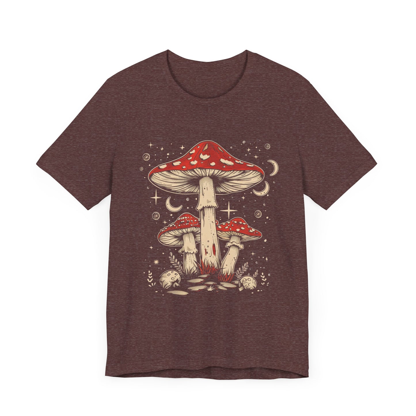 Mushroom Boho T-Shirt, Hippie Nature Tee, Retro Botanical Shirt, Woodland Fungi Top, Earthy Bohemian Clothes