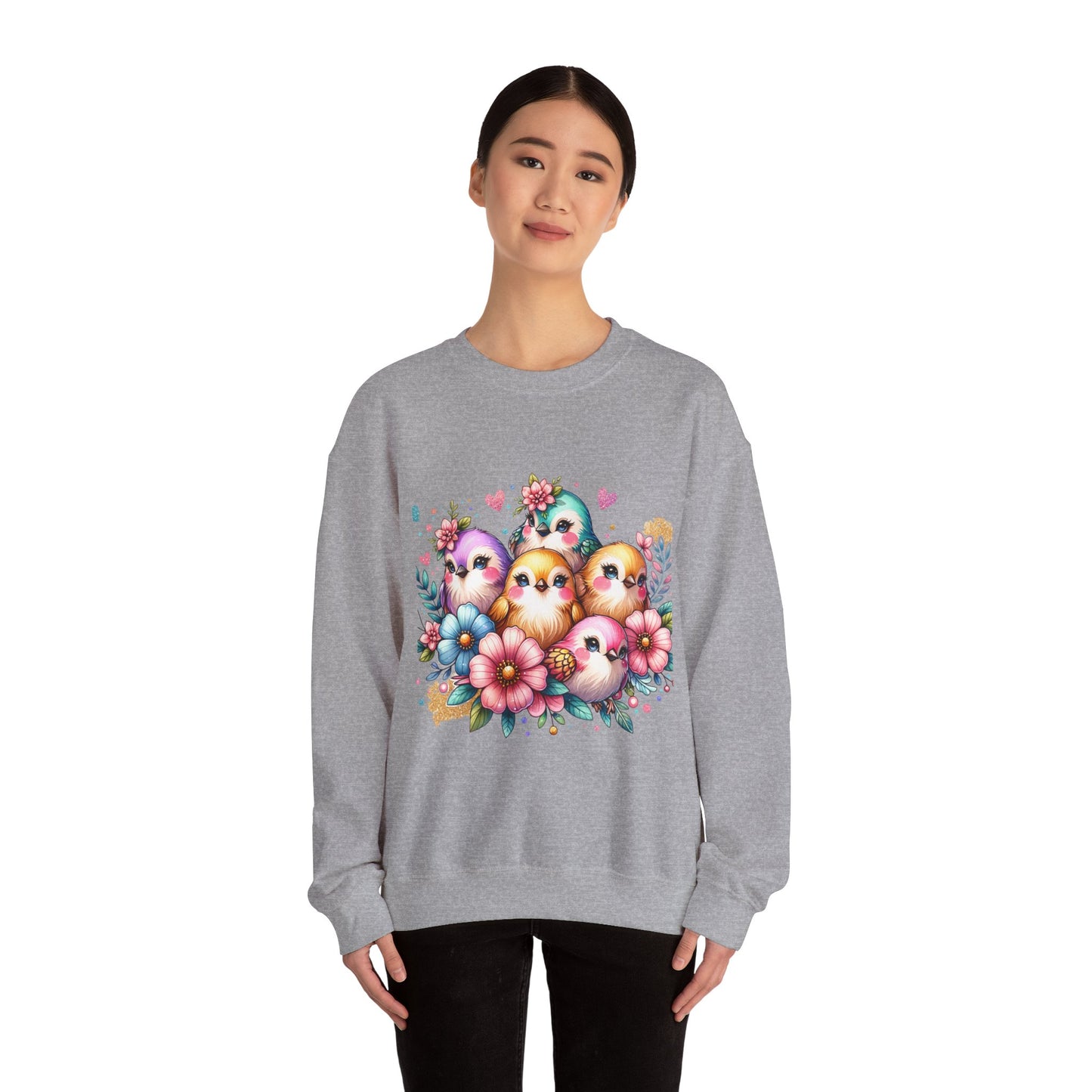 Vibrant Bird Sweatshirt, Colorful Crewneck Jumper, Bright Feathers Pullover, Nature Inspired Sweater, Unisex Graphic Top