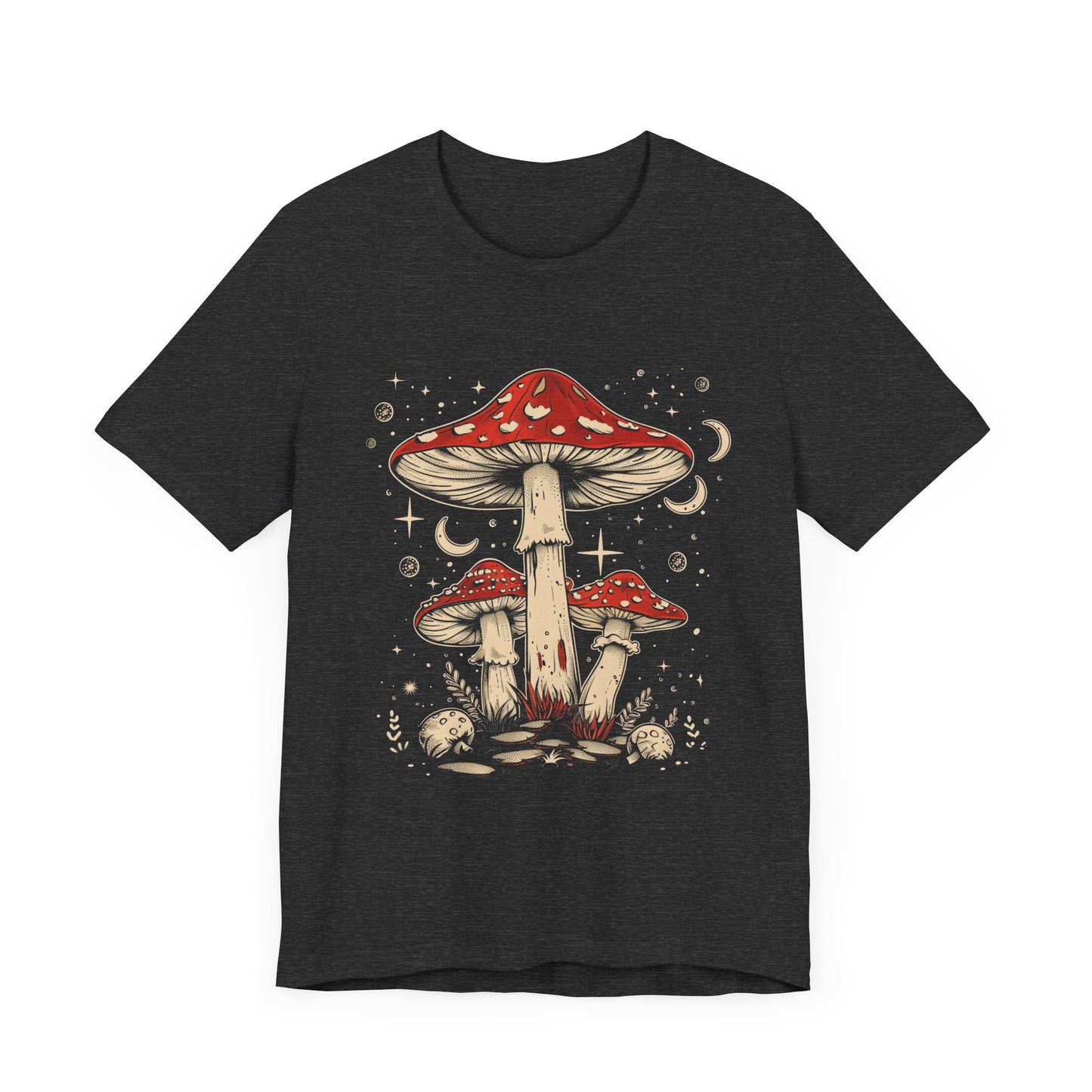 Mushroom Boho T-Shirt, Hippie Nature Tee, Retro Botanical Shirt, Woodland Fungi Top, Earthy Bohemian Clothes