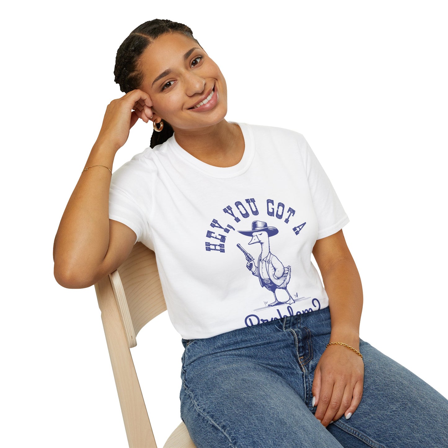 Funny Goose Problem Unisex Softstyle T-Shirt, Gift for Goose Lovers, Novelty Tee, Animal Graphic Shirt, Bird Apparel