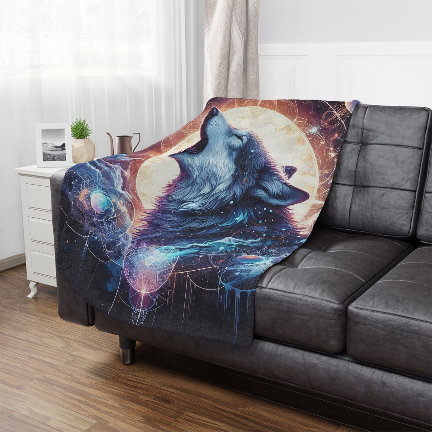 Microfiber Blanket - Wolf Celestial Design