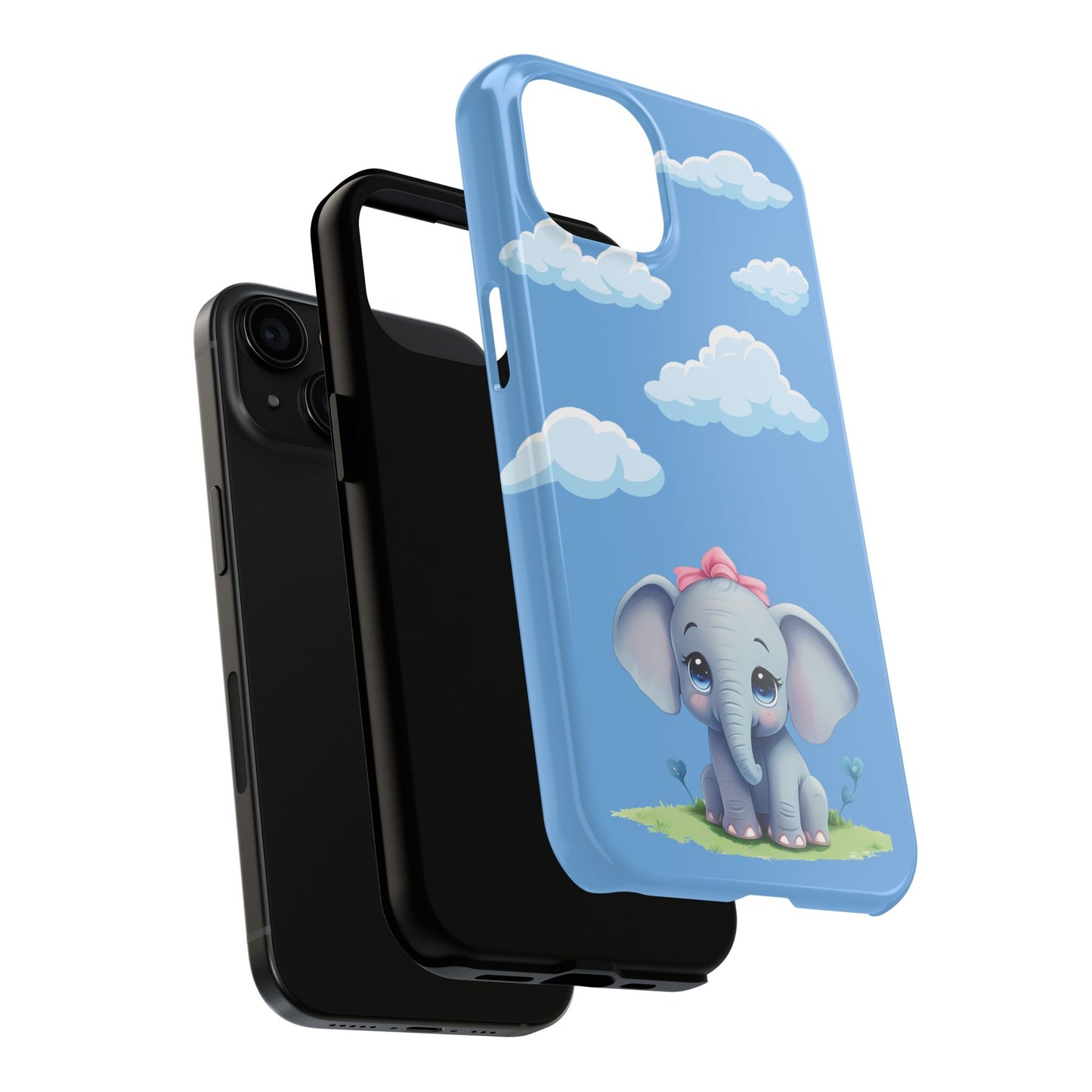 Cartoon Elephant Tough Phone Case - Cute Animal Lover Gift, Protective Cover for