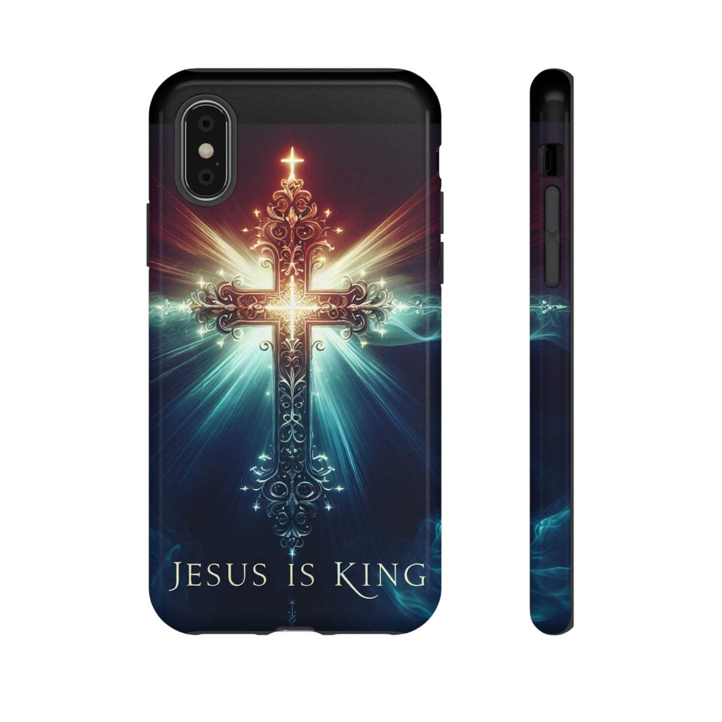 Religious Phone Cases - Jesus is King Cross Tough Case, Christian Phone Accessories, Faith Phone Covers, Inspirational Christmas Gifts