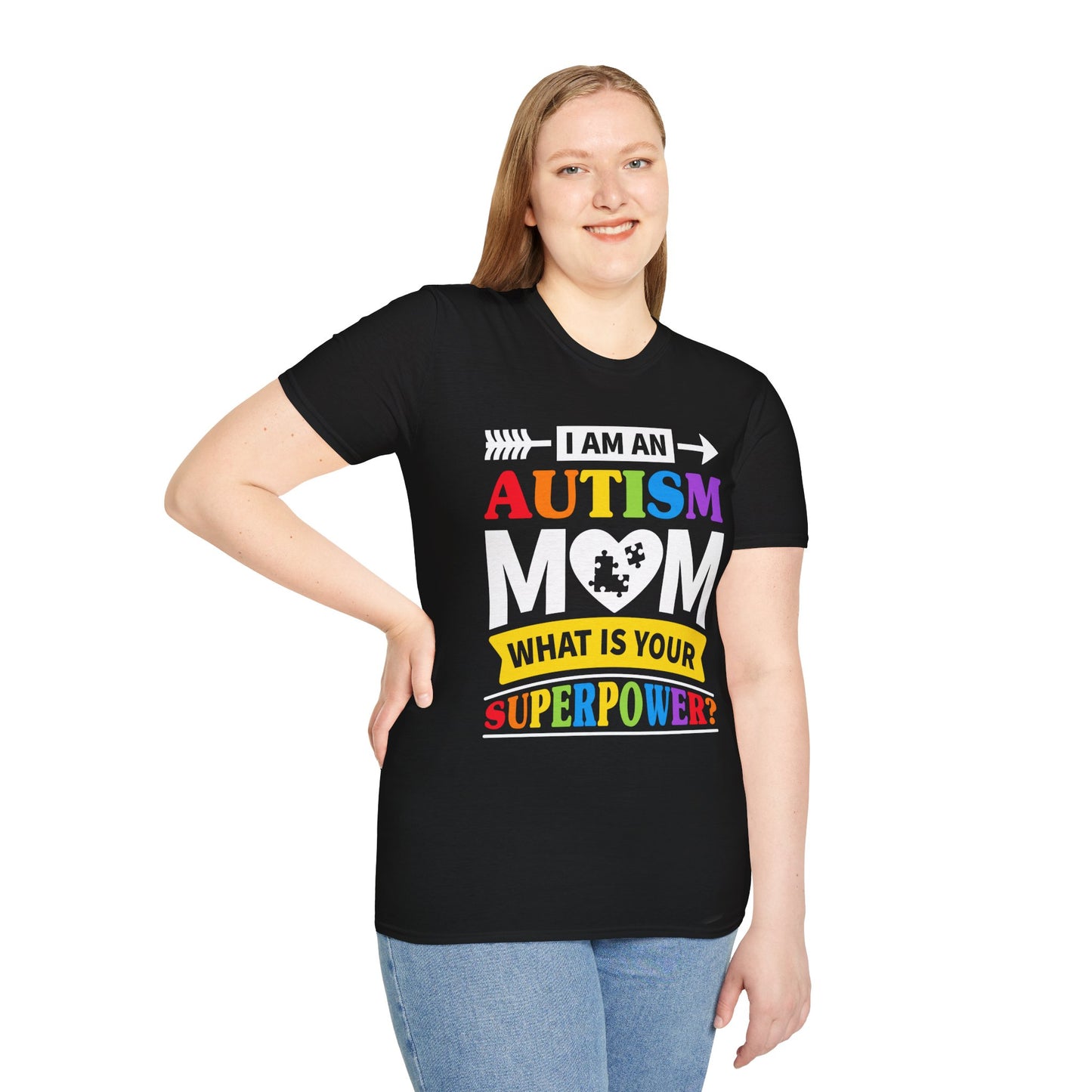 Autism Mom Supermom Autism Awareness Unisex Softstyle T-Shirt, Autism Mom Shirt, Autism Awareness Tee, Supermom Gift, Autism Support Top
