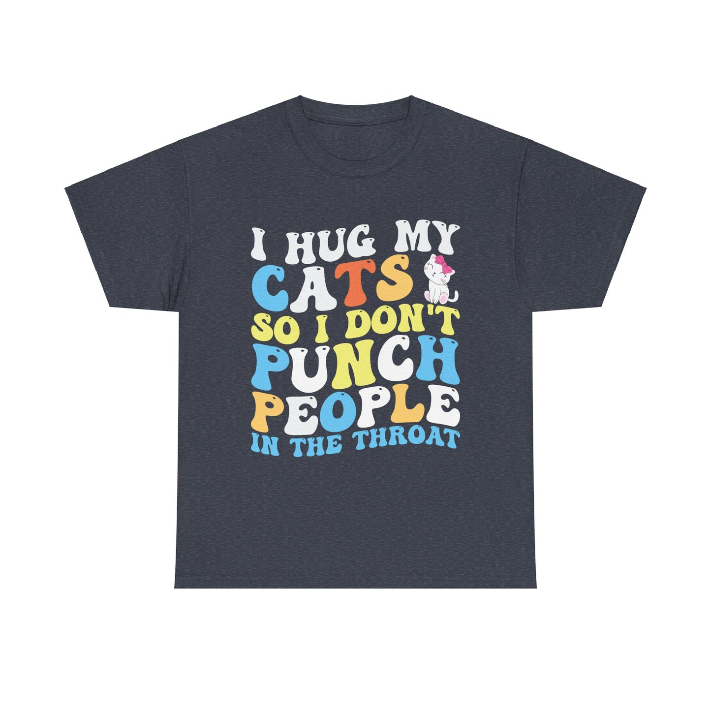 Funny Cat Lover Unisex Heavy Cotton Tee, I HUG CATS Shirt
