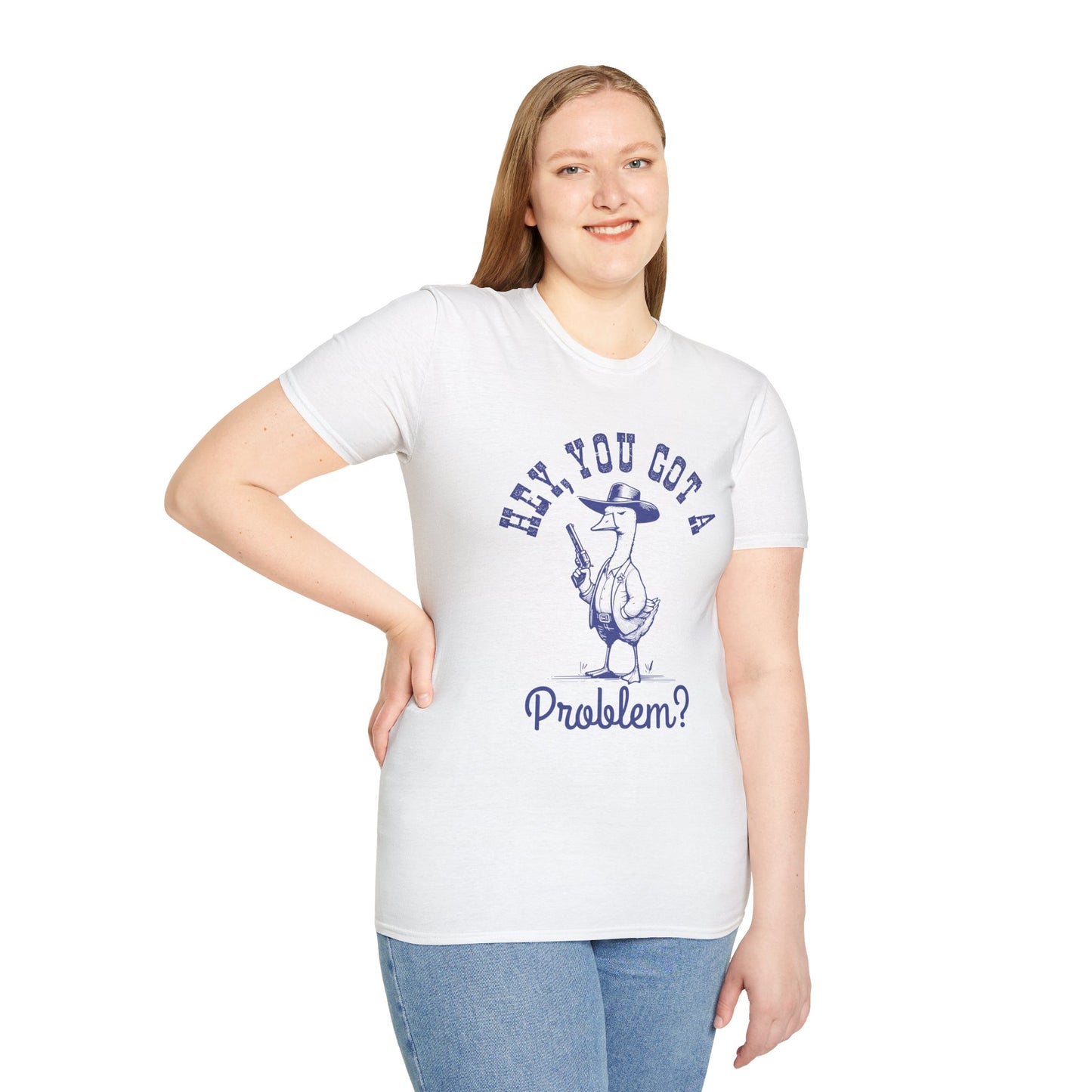 Funny Goose Problem Unisex Softstyle T-Shirt, Gift for Goose Lovers, Novelty Tee, Animal Graphic Shirt, Bird Apparel