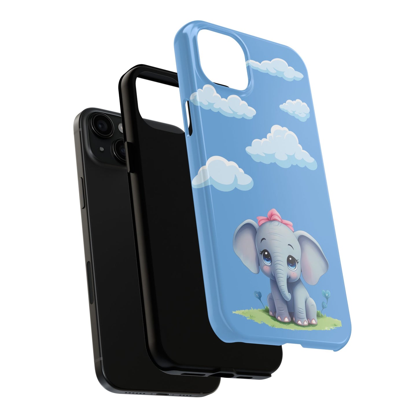 Cartoon Elephant Tough Phone Case - Cute Animal Lover Gift, Protective Cover for