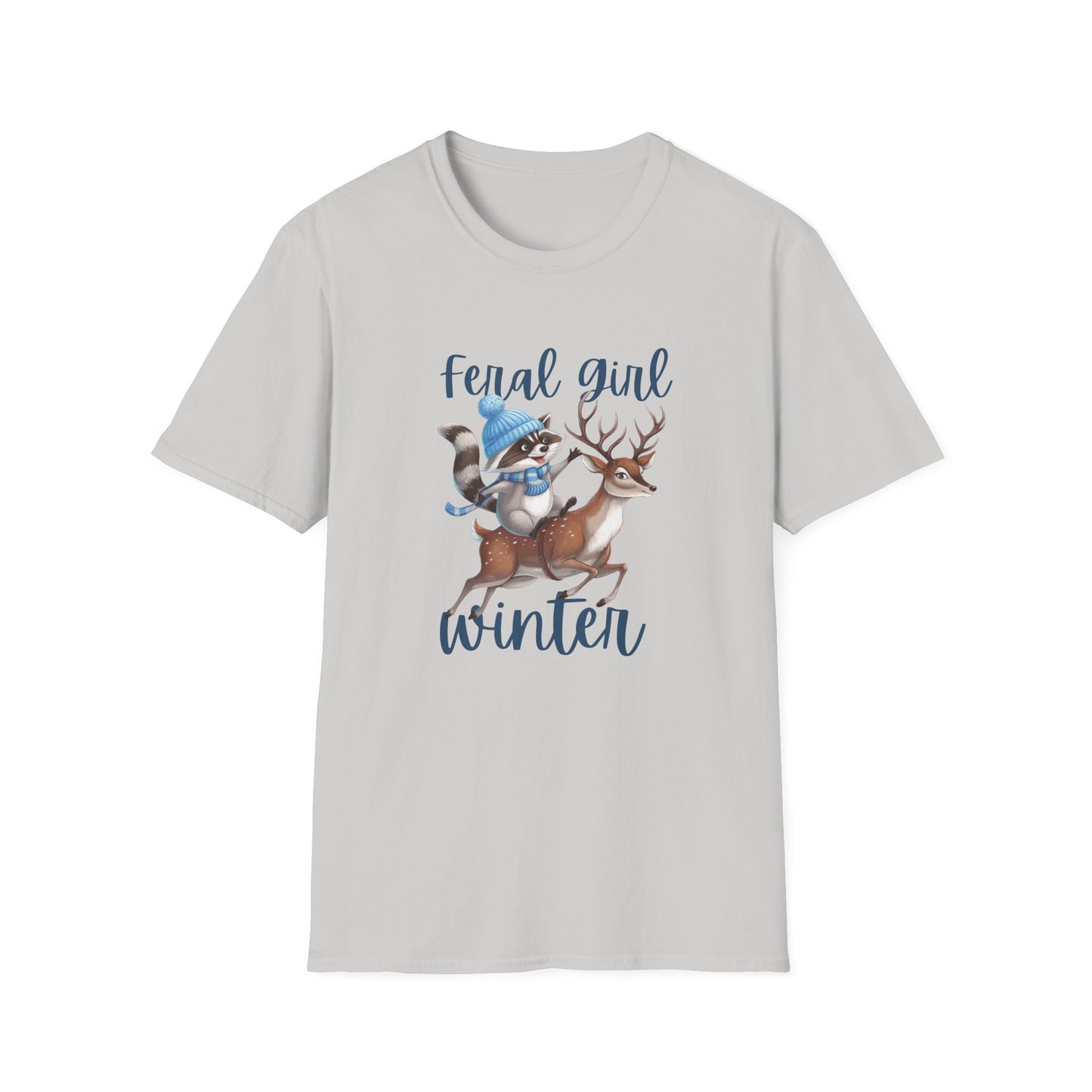 Racoon Tee - Unisex Softstyle T-Shirt, Funny Winter Shirt, Cute Animal Top, Graphic Tee, Gift for Animal Lovers