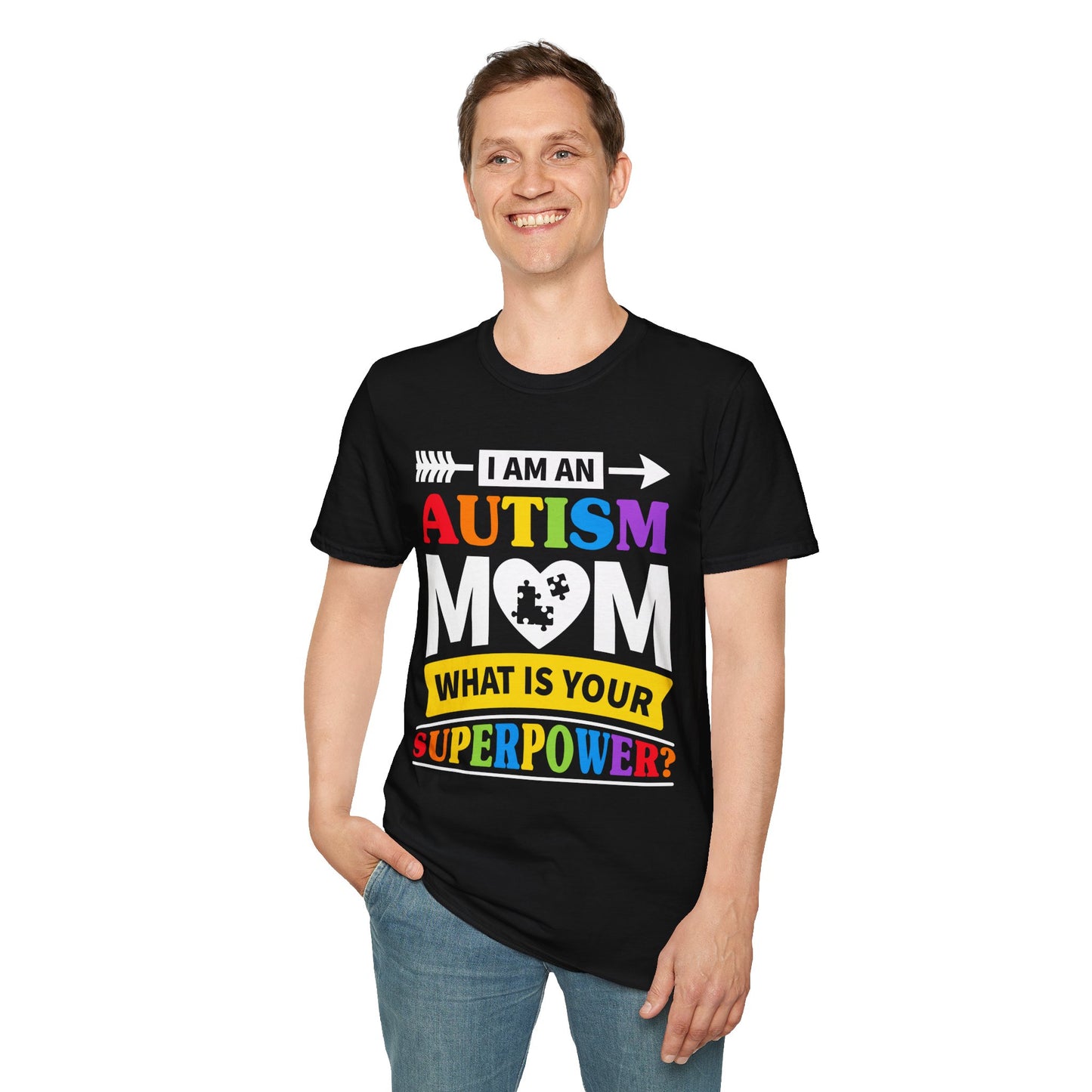 Autism Mom Supermom Autism Awareness Unisex Softstyle T-Shirt, Autism Mom Shirt, Autism Awareness Tee, Supermom Gift, Autism Support Top