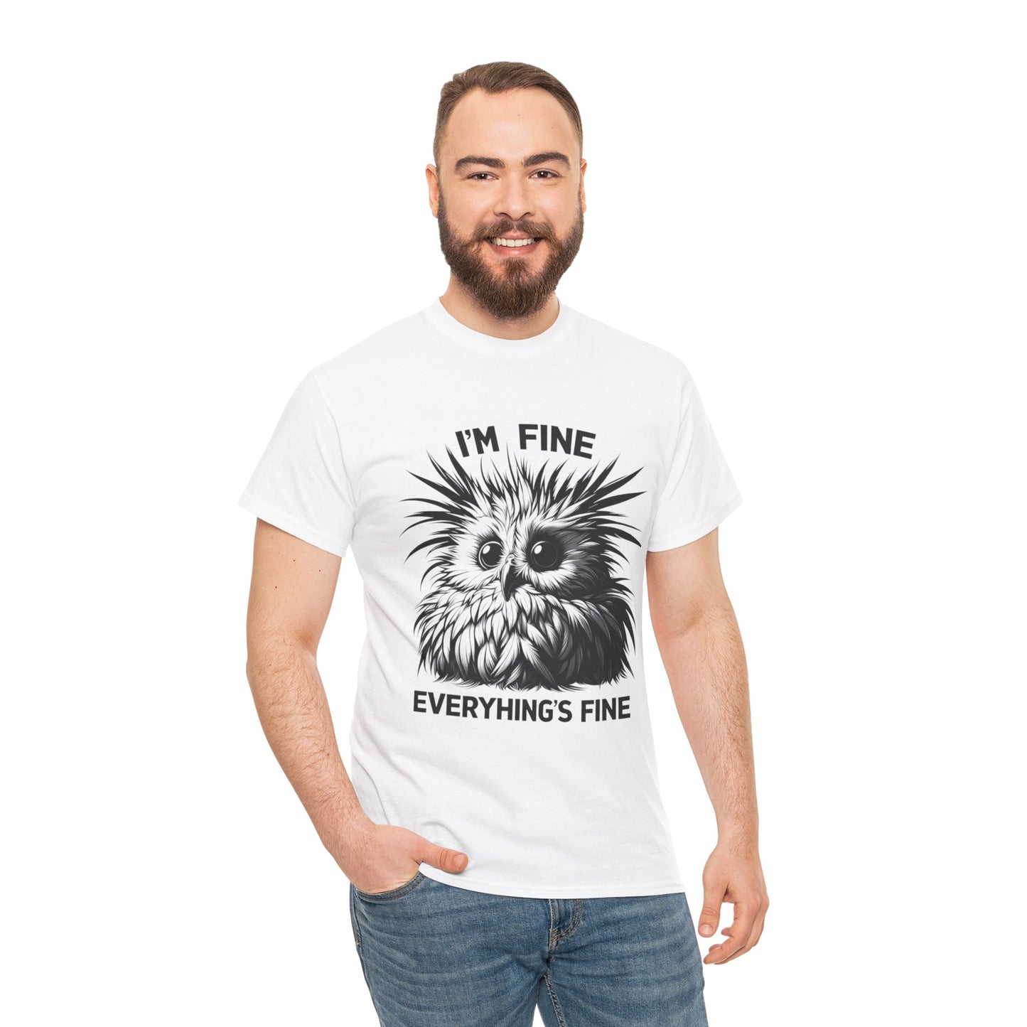 Funny Owl Unisex Tee, Cute I'm Fine Everything's Fine Shirt, Graphic Tee, Novelty Tee, Humor Tee, Animal Lover Gift
