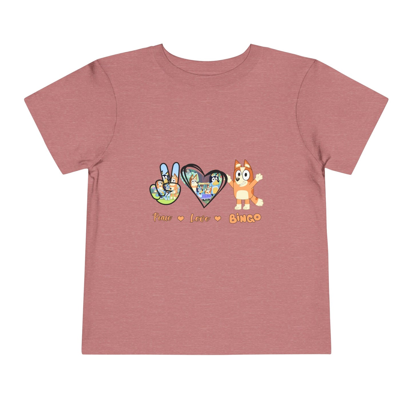 Bluey Toddler Tshirt, Peace Love and Bingo Shirt for Kids, Cute Bingo Player Tee, Fun Toddler Top, Gift for Toddlers, Bluey Fans Shirt