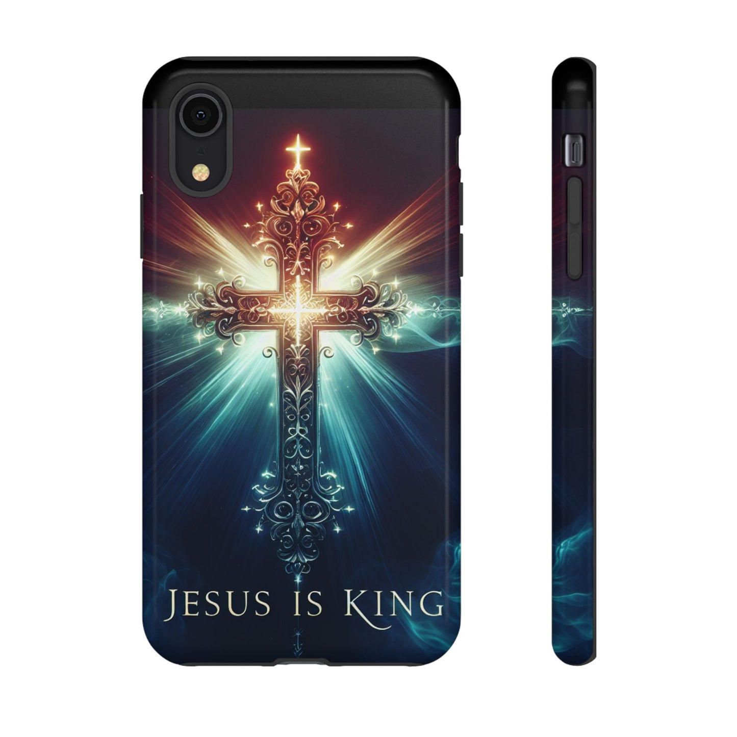 Religious Phone Cases - Jesus is King Cross Tough Case, Christian Phone Accessories, Faith Phone Covers, Inspirational Christmas Gifts