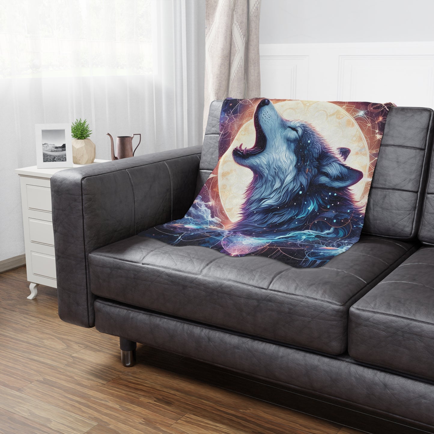 Microfiber Blanket - Wolf Celestial Design