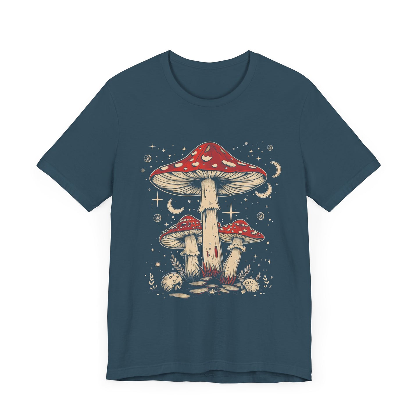 Mushroom Boho T-Shirt, Hippie Nature Tee, Retro Botanical Shirt, Woodland Fungi Top, Earthy Bohemian Clothes
