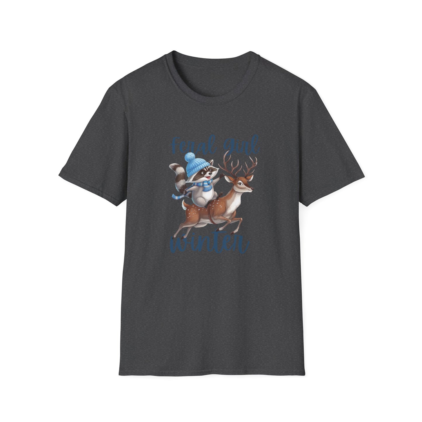 Racoon Tee - Unisex Softstyle T-Shirt, Funny Winter Shirt, Cute Animal Top, Graphic Tee, Gift for Animal Lovers