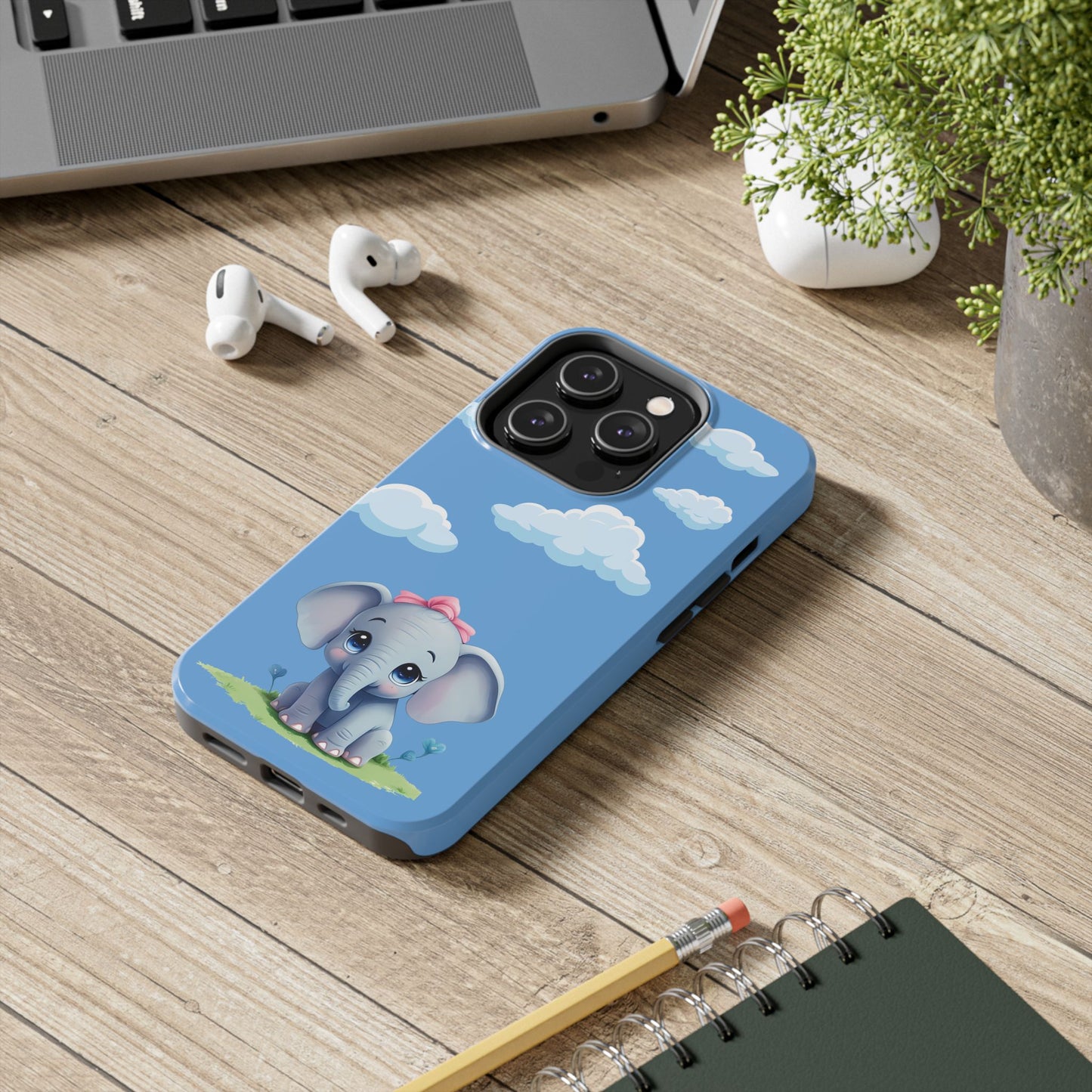 Cartoon Elephant Tough Phone Case - Cute Animal Lover Gift, Protective Cover for