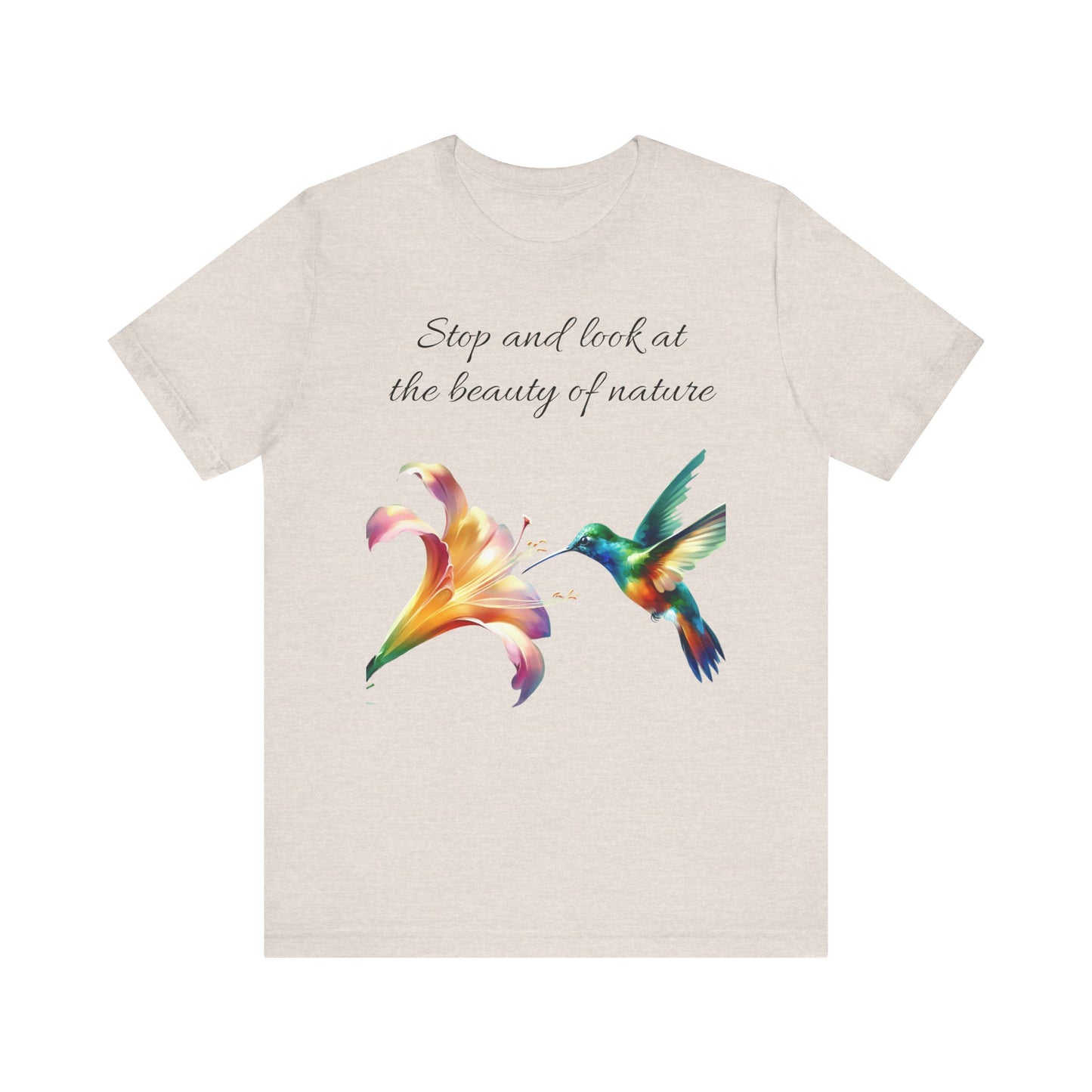 Nature Beauty Humming Bird Tee, Unisex T-Shirt, Bird Lover Gift, Short Sleeve Shirt, Wildlife Graphic Top