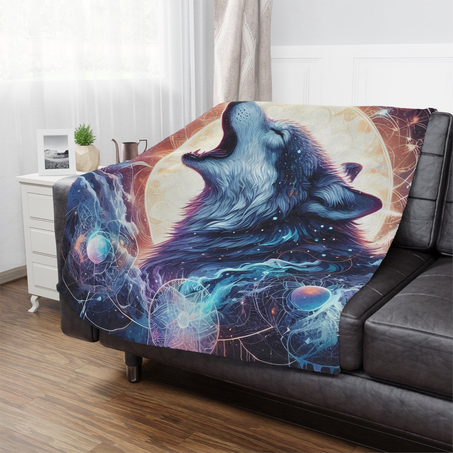 Microfiber Blanket - Wolf Celestial Design