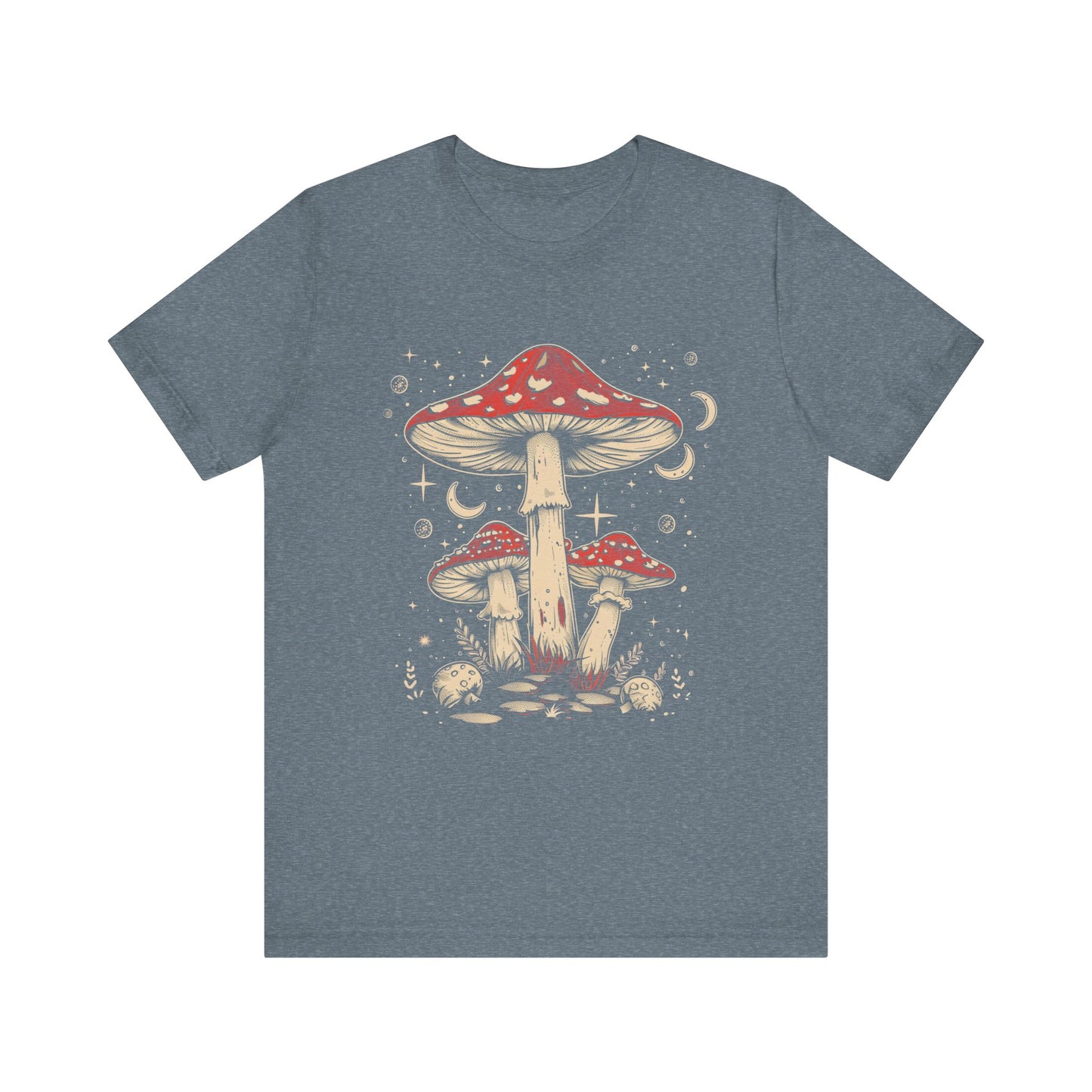 Mushroom Boho T-Shirt, Hippie Nature Tee, Retro Botanical Shirt, Woodland Fungi Top, Earthy Bohemian Clothes