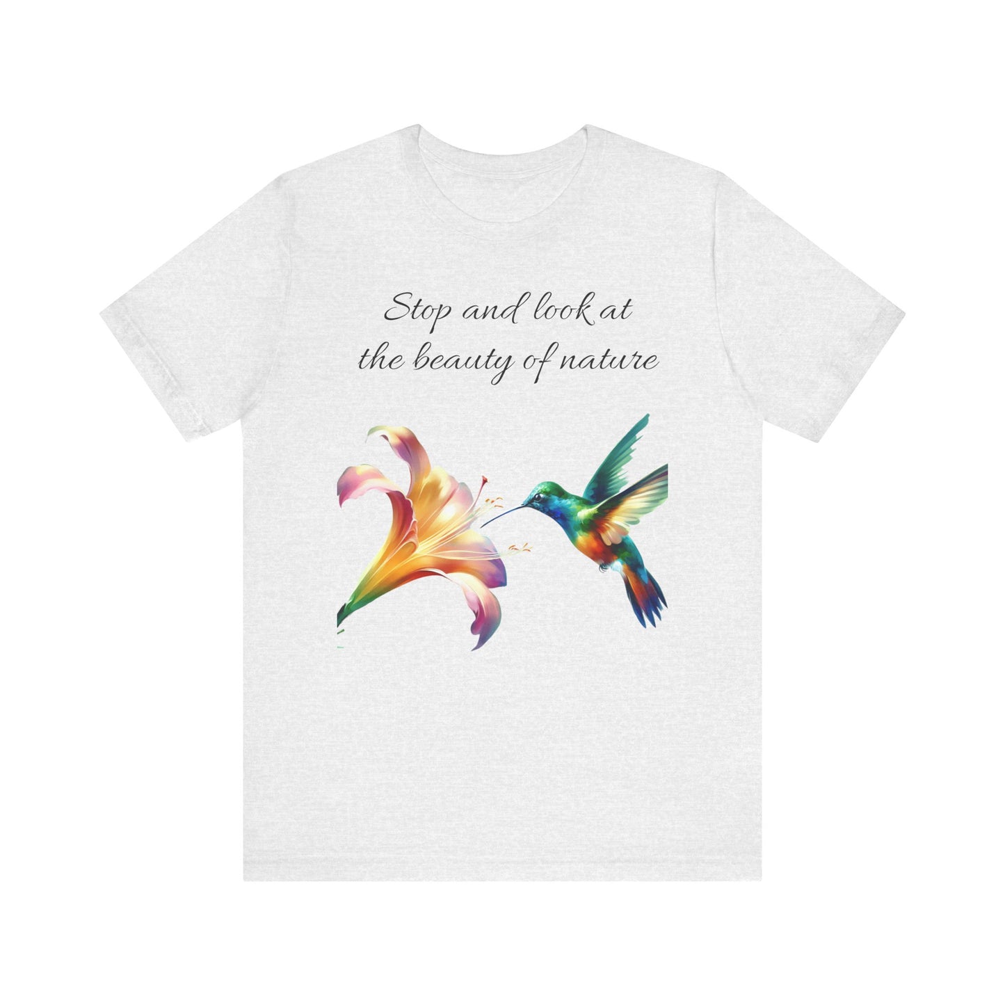 Nature Beauty Humming Bird Tee, Unisex T-Shirt, Bird Lover Gift, Short Sleeve Shirt, Wildlife Graphic Top