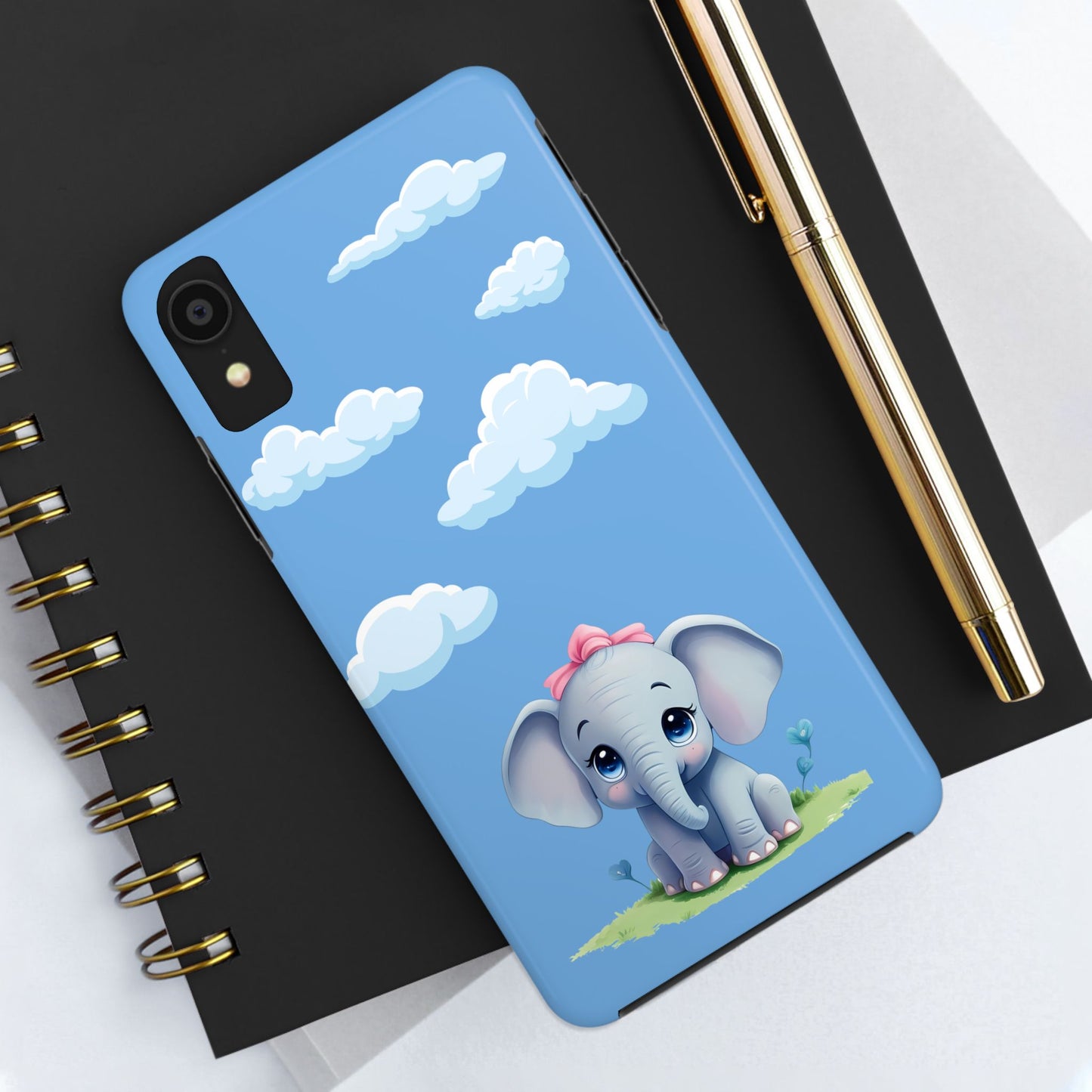 Cartoon Elephant Tough Phone Case - Cute Animal Lover Gift, Protective Cover for