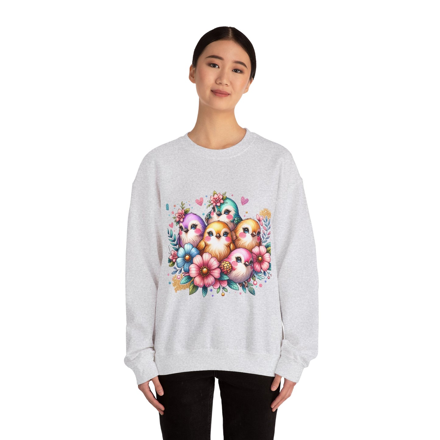 Vibrant Bird Sweatshirt, Colorful Crewneck Jumper, Bright Feathers Pullover, Nature Inspired Sweater, Unisex Graphic Top