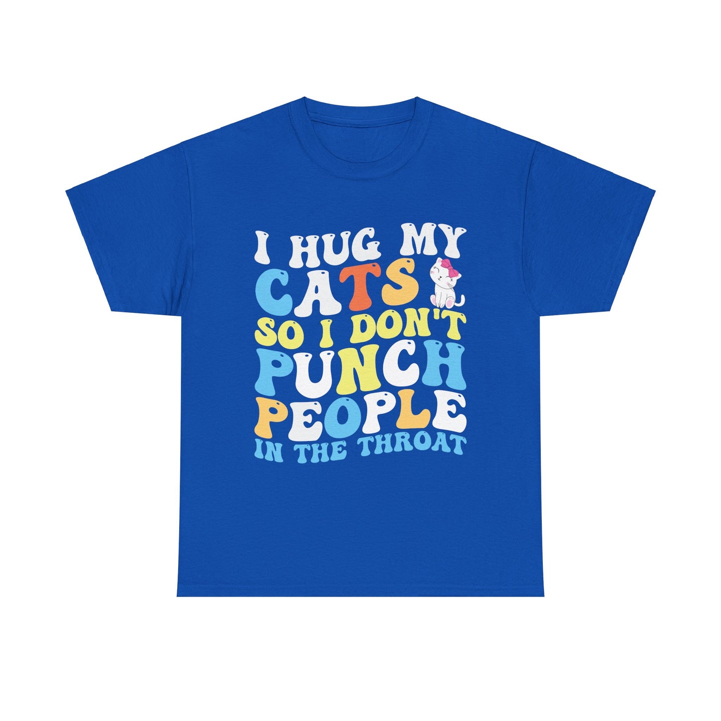 Funny Cat Lover Unisex Heavy Cotton Tee, I HUG CATS Shirt