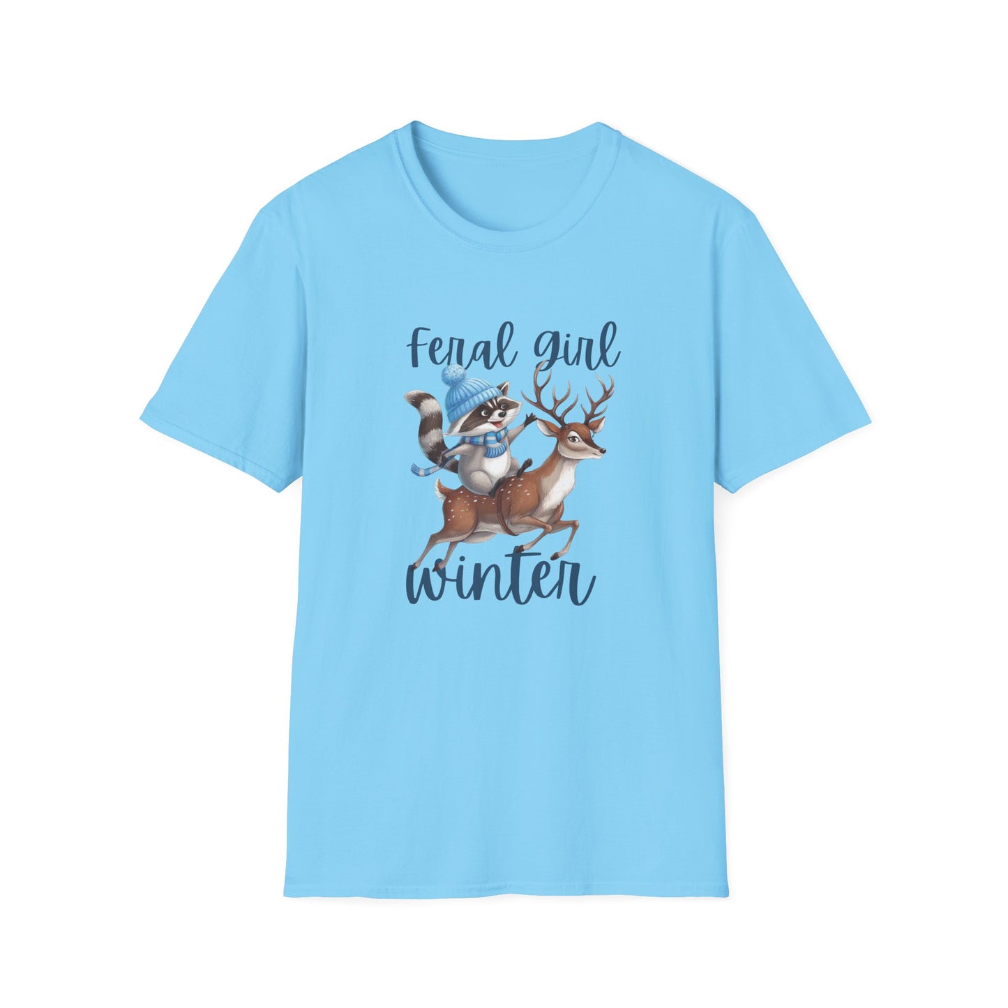 Racoon Tee - Unisex Softstyle T-Shirt, Funny Winter Shirt, Cute Animal Top, Graphic Tee, Gift for Animal Lovers