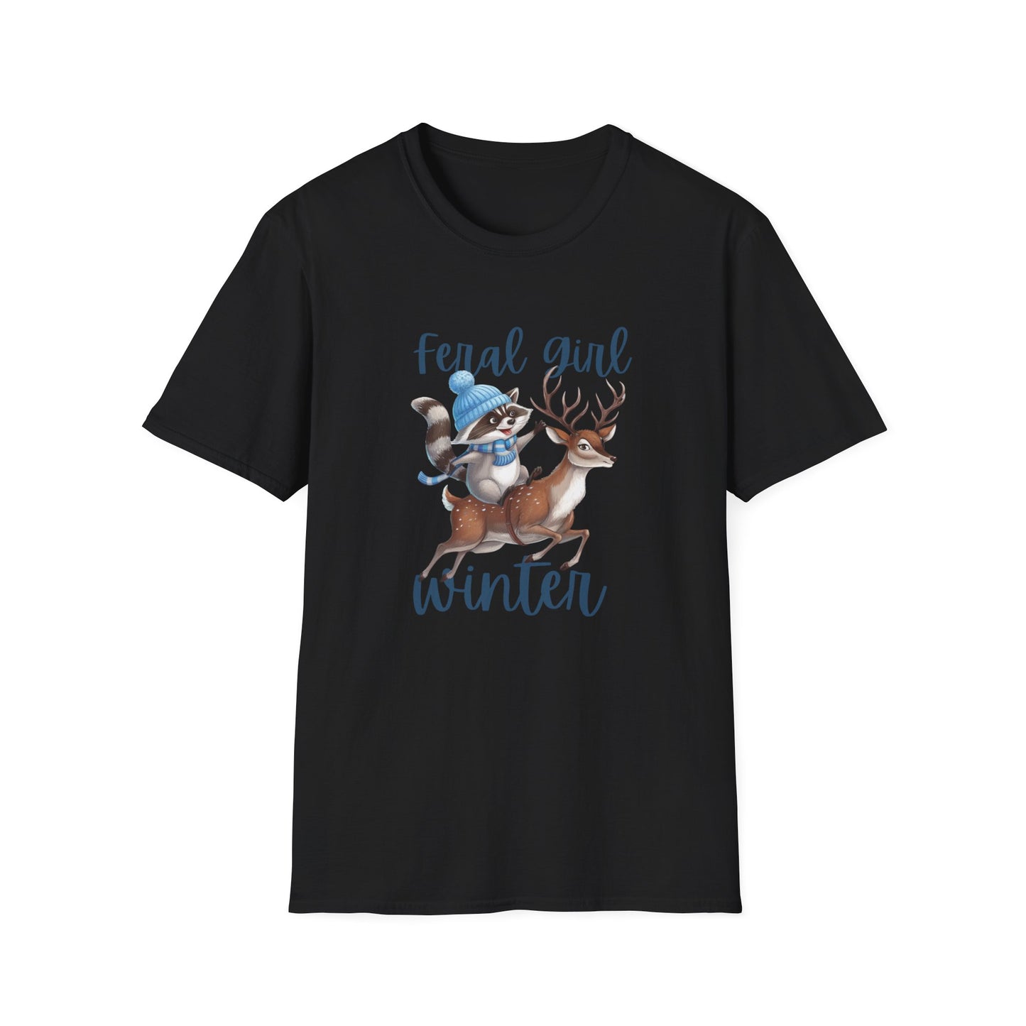 Racoon Tee - Unisex Softstyle T-Shirt, Funny Winter Shirt, Cute Animal Top, Graphic Tee, Gift for Animal Lovers