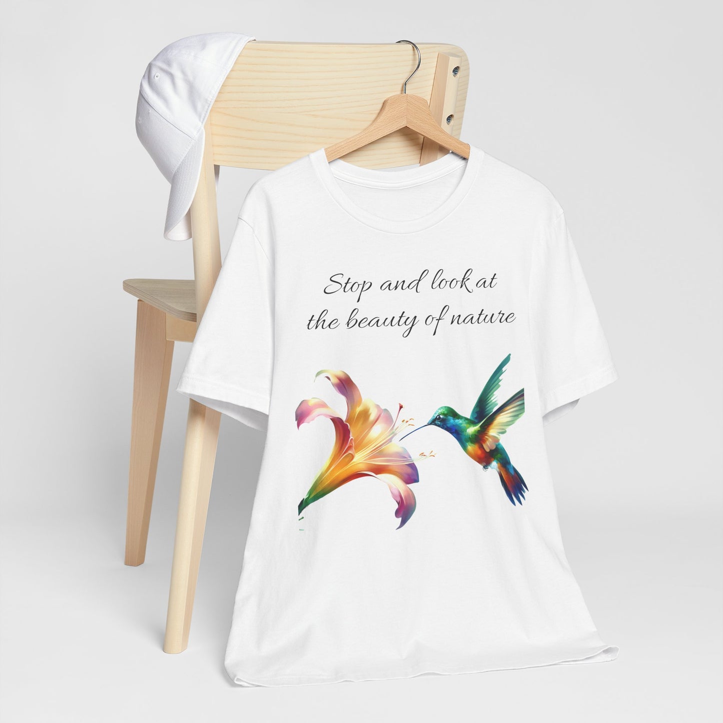 Nature Beauty Humming Bird Tee, Unisex T-Shirt, Bird Lover Gift, Short Sleeve Shirt, Wildlife Graphic Top
