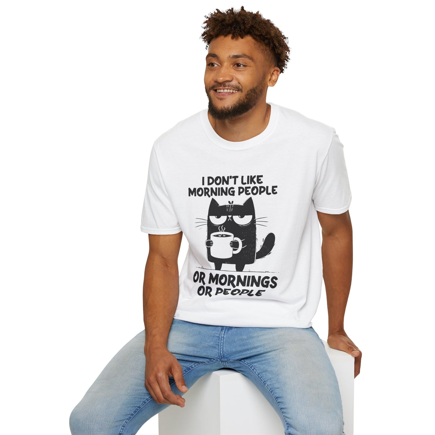 Funny i don't like mornings Unisex Softstyle T-Shirt, Sarcastic Graphic Tee, Lazy Day Shirt, Humorous Quote Top, Comfy Cotton Tee