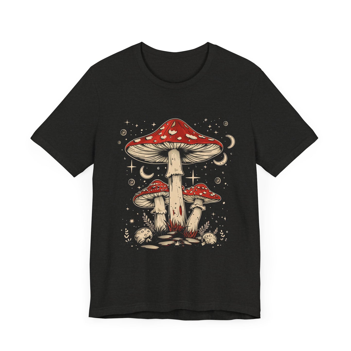 Mushroom Boho T-Shirt, Hippie Nature Tee, Retro Botanical Shirt, Woodland Fungi Top, Earthy Bohemian Clothes
