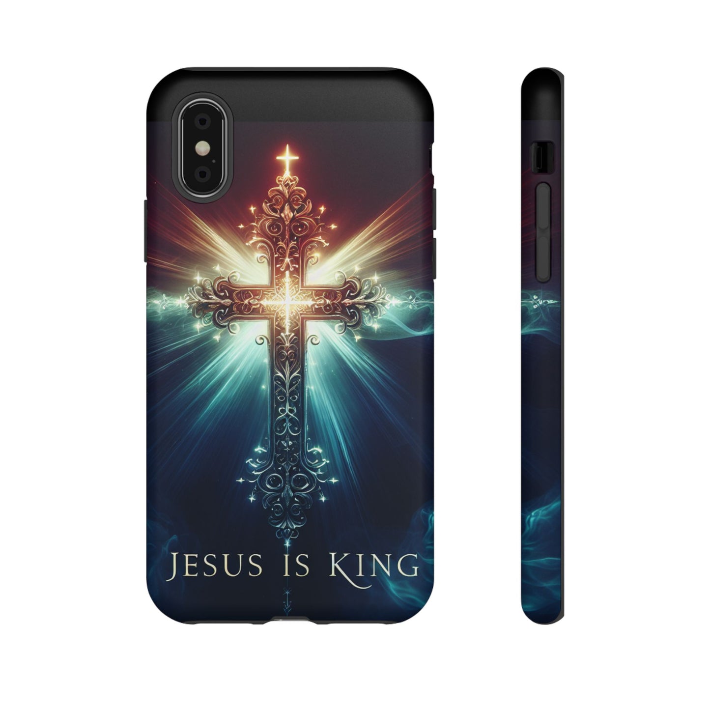 Religious Phone Cases - Jesus is King Cross Tough Case, Christian Phone Accessories, Faith Phone Covers, Inspirational Christmas Gifts