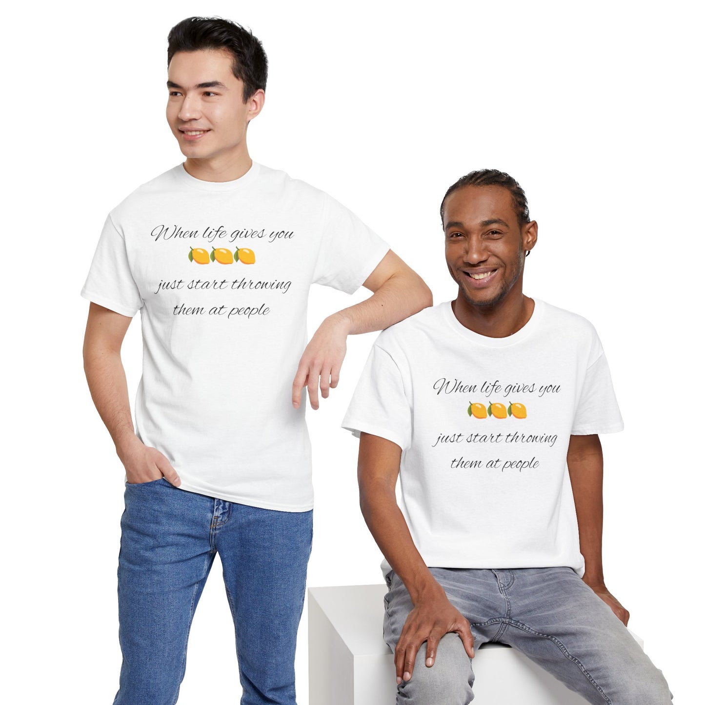 Lemons Unisex Tee, Funny Quote Graphic T-Shirt, Lemon Lover Gift Idea, Citrus Printed Shirt, Humorous Lemonade Top, Sour Fruit Apparel