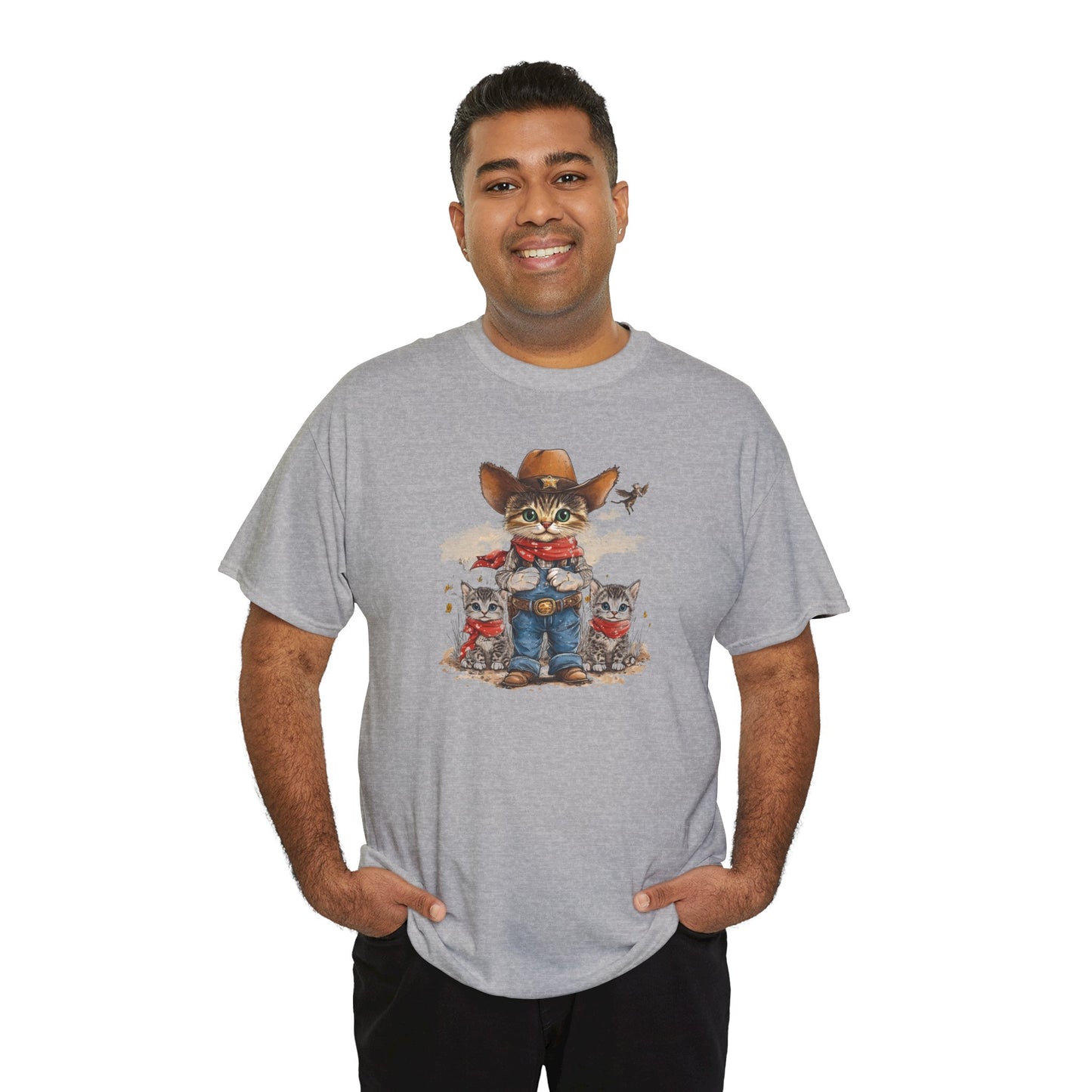 Cat Cowboy Unisex Tee, Funny Feline Shirt, Western Kitty Top, Cowboy Cats and Kittens, Animal Lover Gift, Rodeo Cat Shirt, Cute Cat Tee