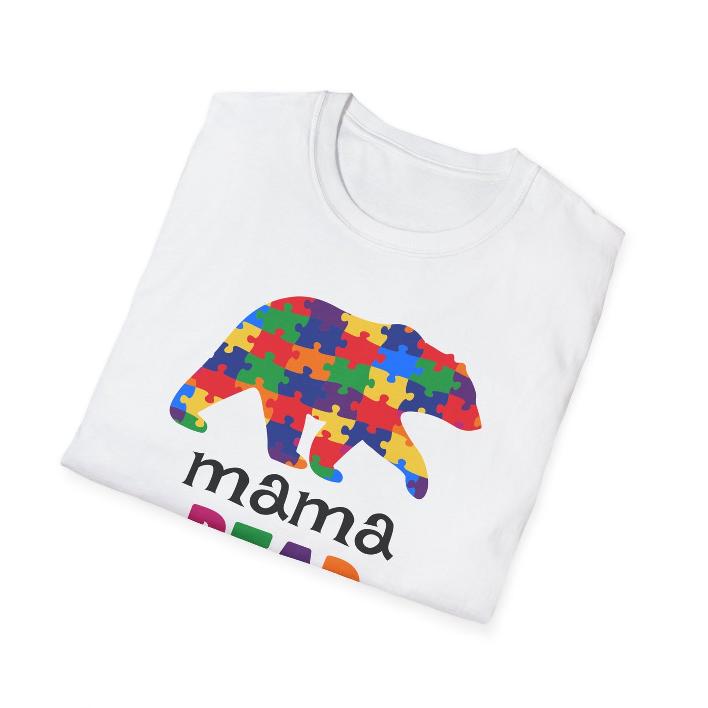 Mama Bear Puzzle Unisex T-Shirt, Gift for Moms, Autism Awareness