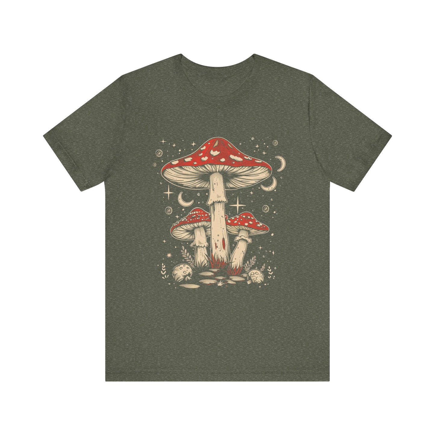 Mushroom Boho T-Shirt, Hippie Nature Tee, Retro Botanical Shirt, Woodland Fungi Top, Earthy Bohemian Clothes
