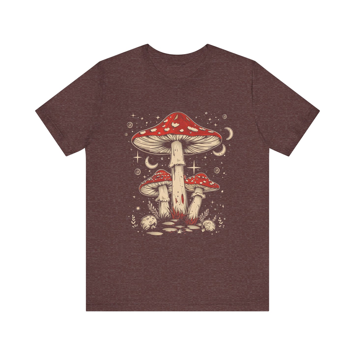 Mushroom Boho T-Shirt, Hippie Nature Tee, Retro Botanical Shirt, Woodland Fungi Top, Earthy Bohemian Clothes