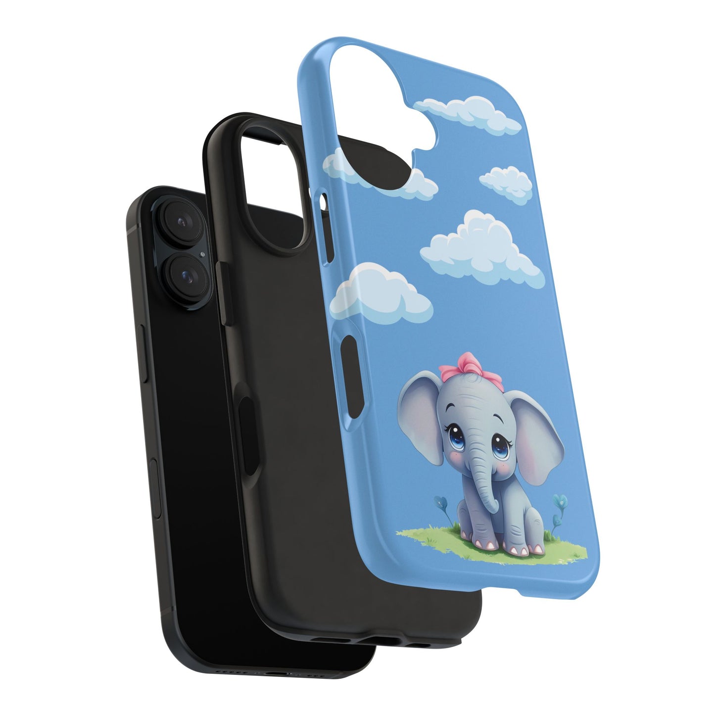 Cartoon Elephant Tough Phone Case - Cute Animal Lover Gift, Protective Cover for