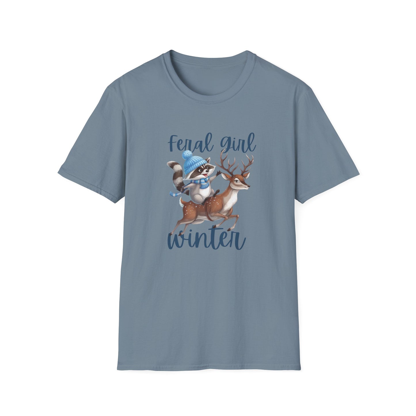 Racoon Tee - Unisex Softstyle T-Shirt, Funny Winter Shirt, Cute Animal Top, Graphic Tee, Gift for Animal Lovers