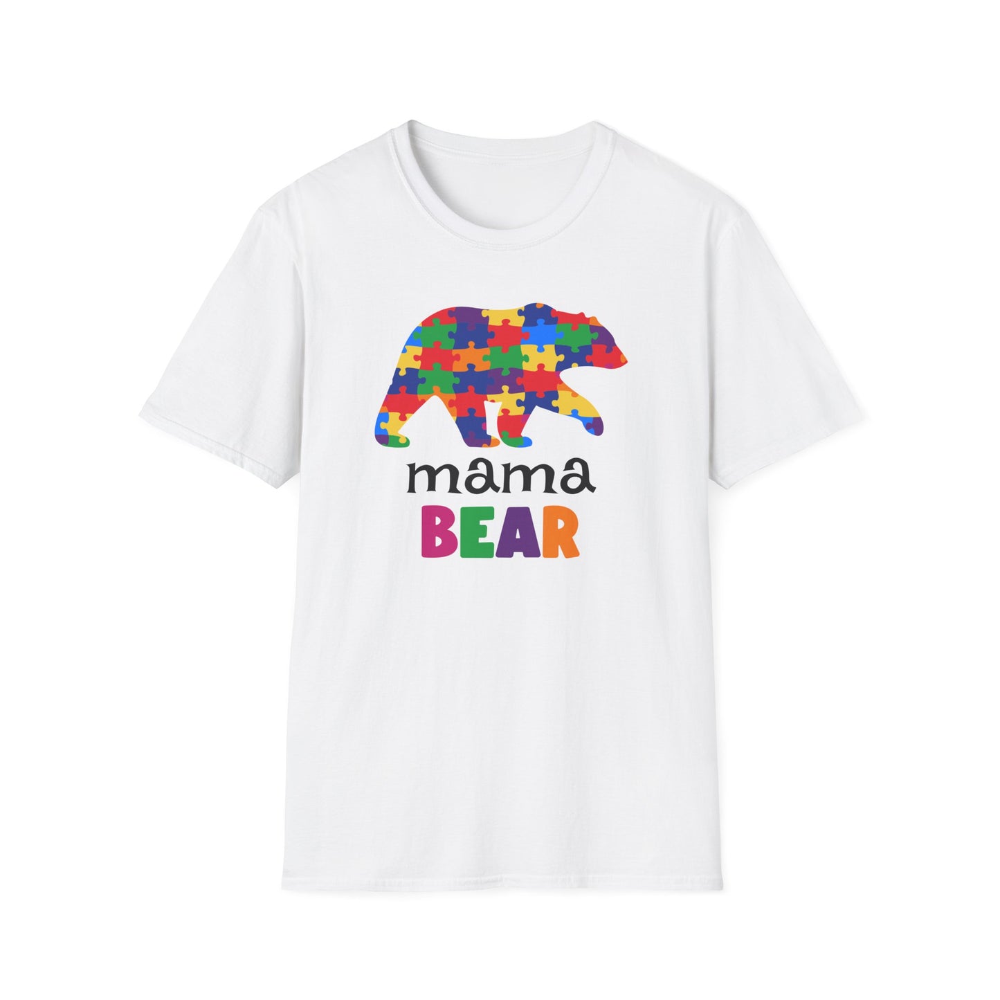 Mama Bear Puzzle Unisex T-Shirt, Gift for Moms, Autism Awareness