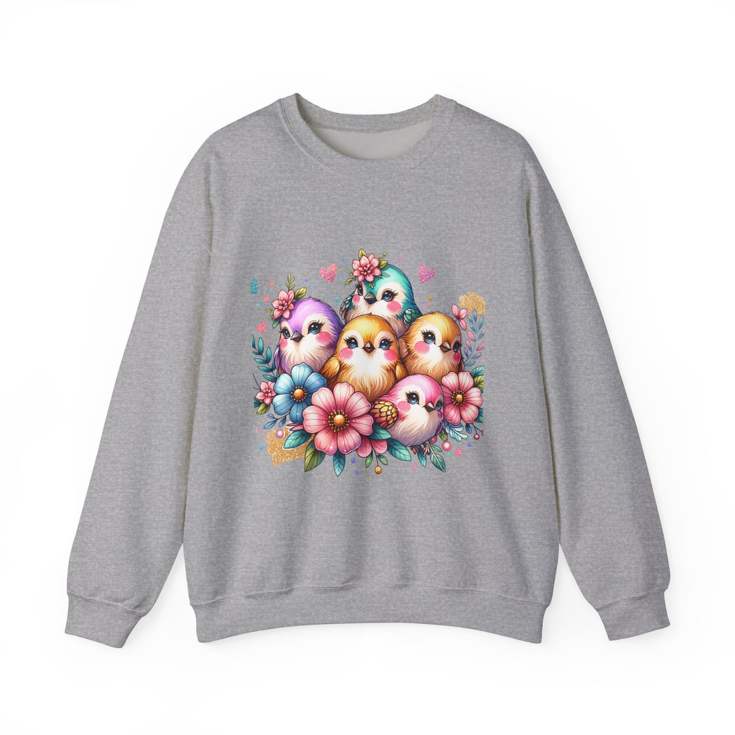 Vibrant Bird Sweatshirt, Colorful Crewneck Jumper, Bright Feathers Pullover, Nature Inspired Sweater, Unisex Graphic Top
