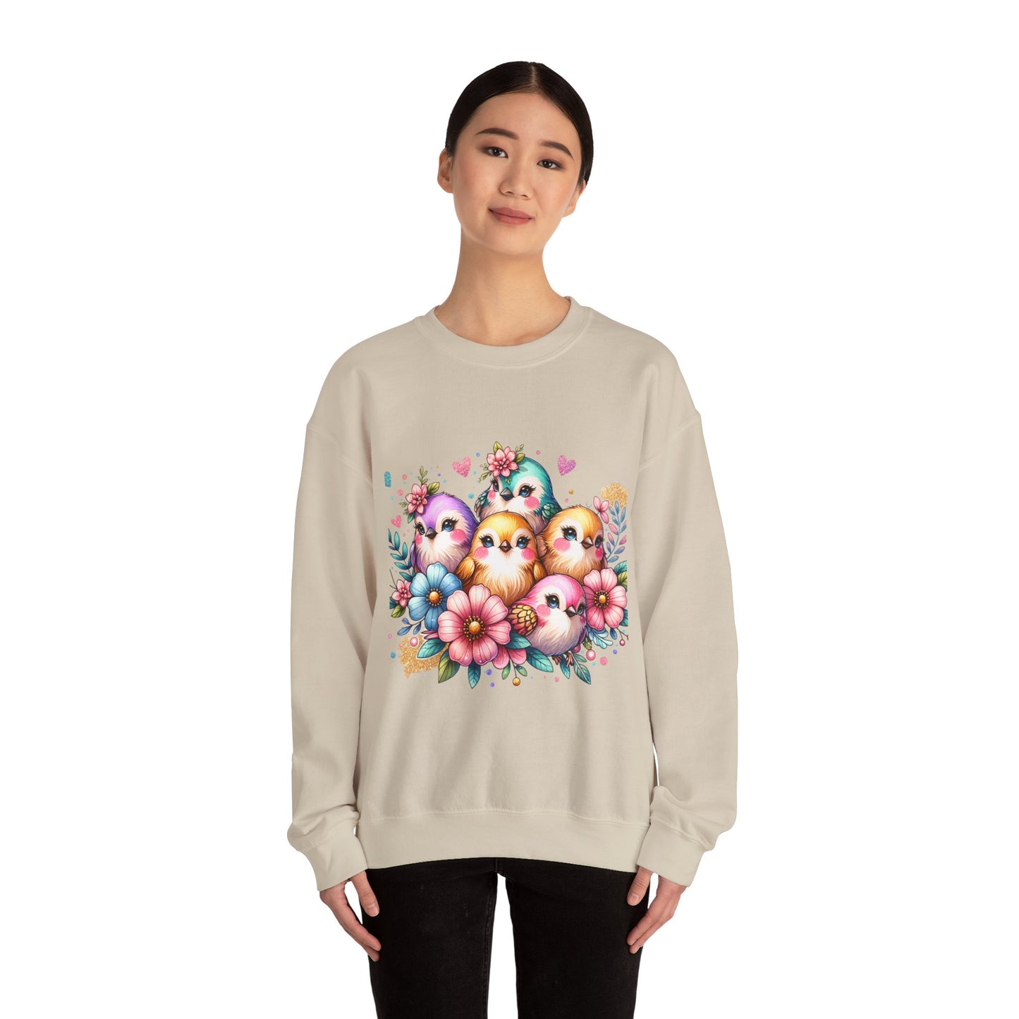 Vibrant Bird Sweatshirt, Colorful Crewneck Jumper, Bright Feathers Pullover, Nature Inspired Sweater, Unisex Graphic Top