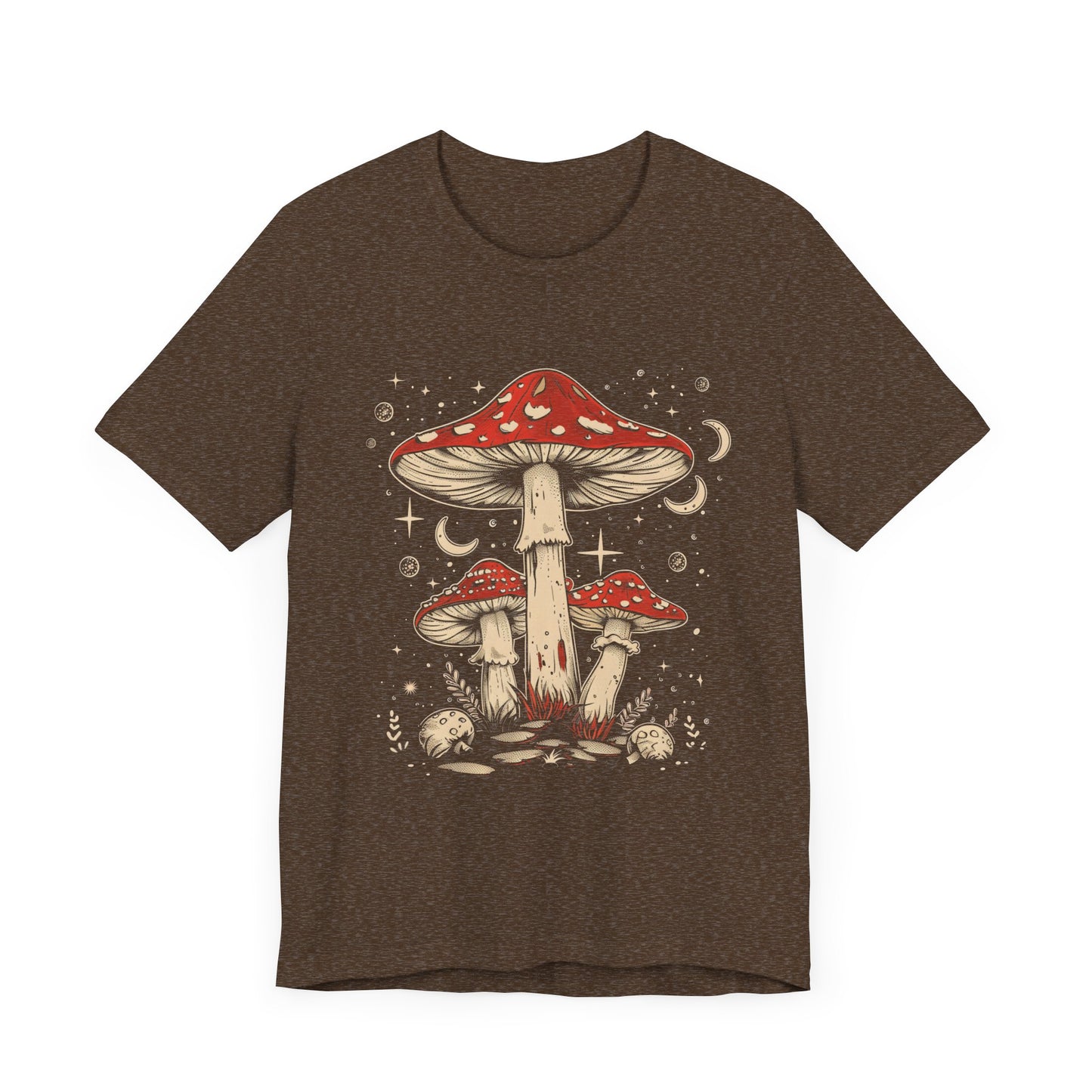 Mushroom Boho T-Shirt, Hippie Nature Tee, Retro Botanical Shirt, Woodland Fungi Top, Earthy Bohemian Clothes