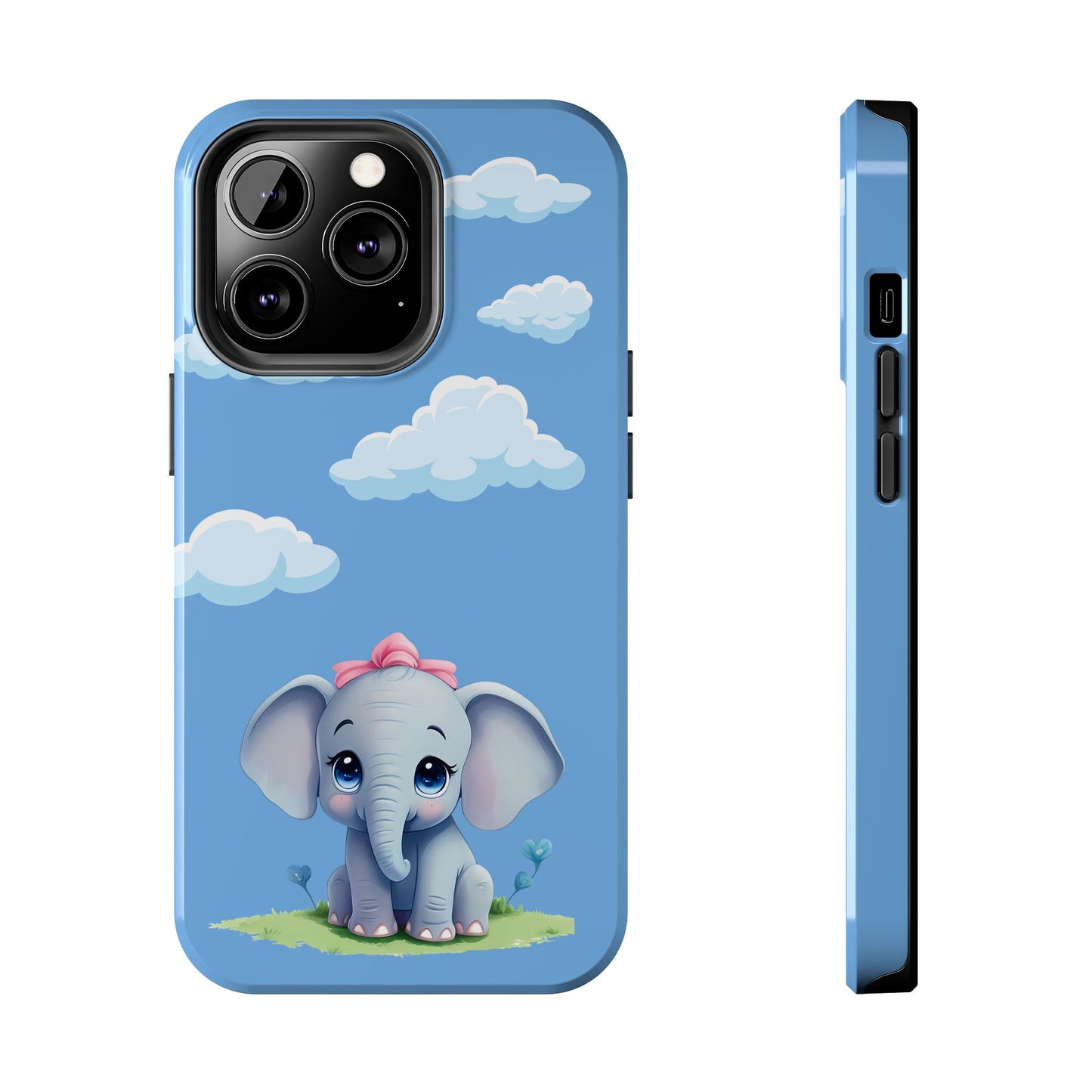 Cartoon Elephant Tough Phone Case - Cute Animal Lover Gift, Protective Cover for