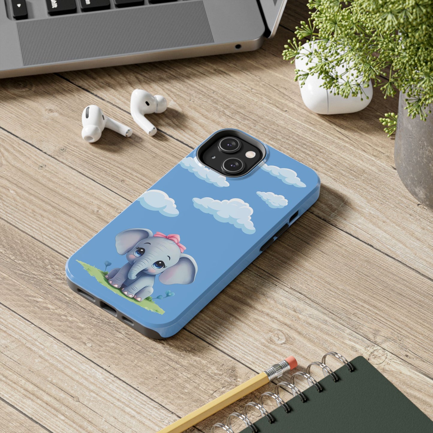Cartoon Elephant Tough Phone Case - Cute Animal Lover Gift, Protective Cover for